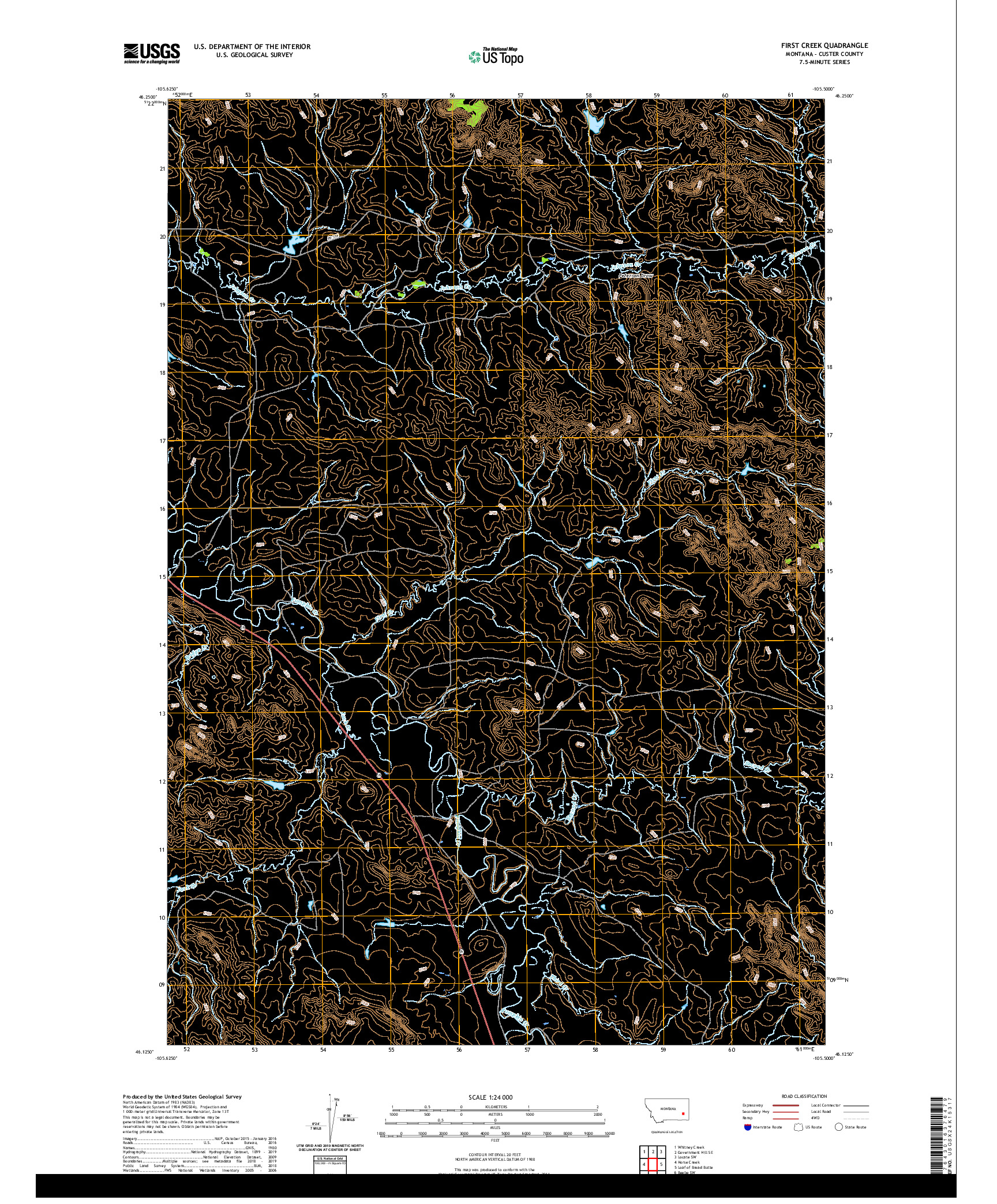 USGS US TOPO 7.5-MINUTE MAP FOR FIRST CREEK, MT 2020