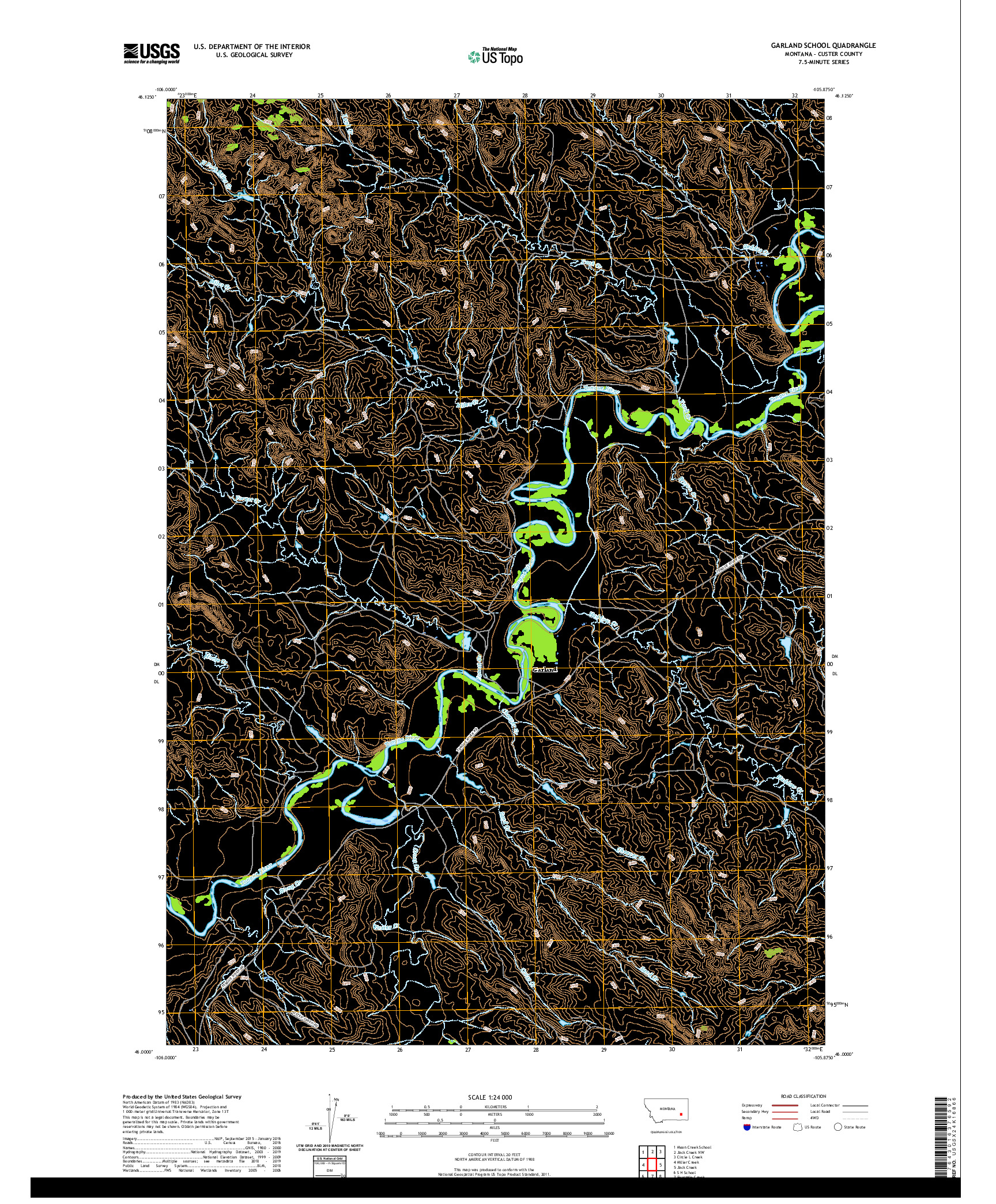 USGS US TOPO 7.5-MINUTE MAP FOR GARLAND SCHOOL, MT 2020