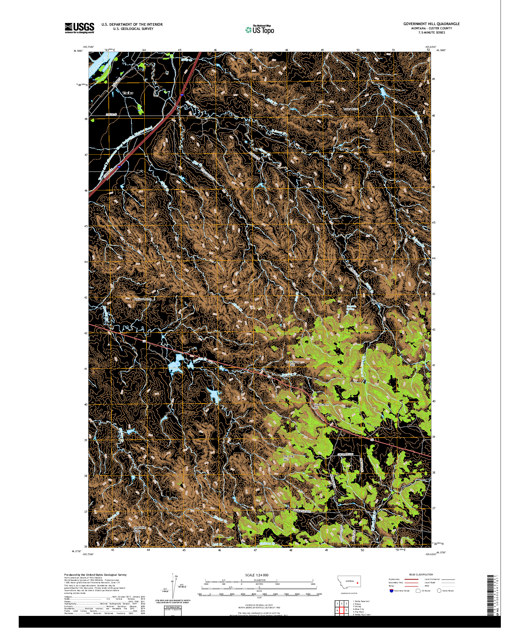 USGS US TOPO 7.5-MINUTE MAP FOR GOVERNMENT HILL, MT 2020