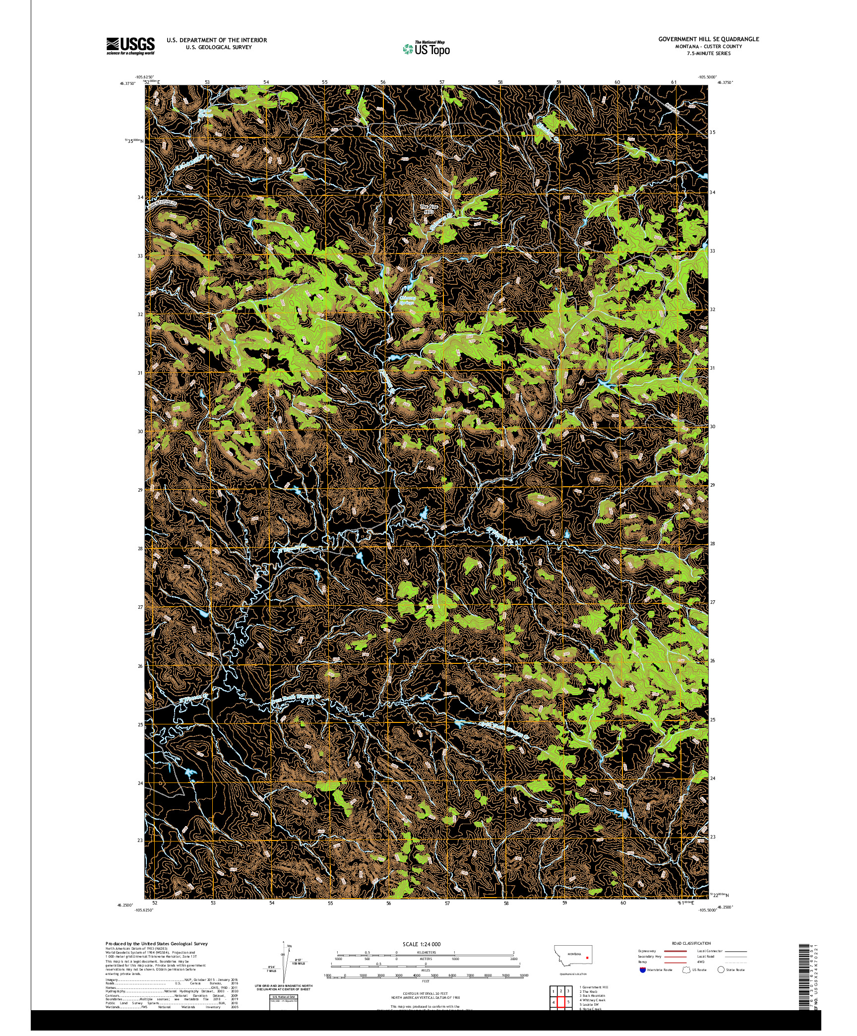 USGS US TOPO 7.5-MINUTE MAP FOR GOVERNMENT HILL SE, MT 2020