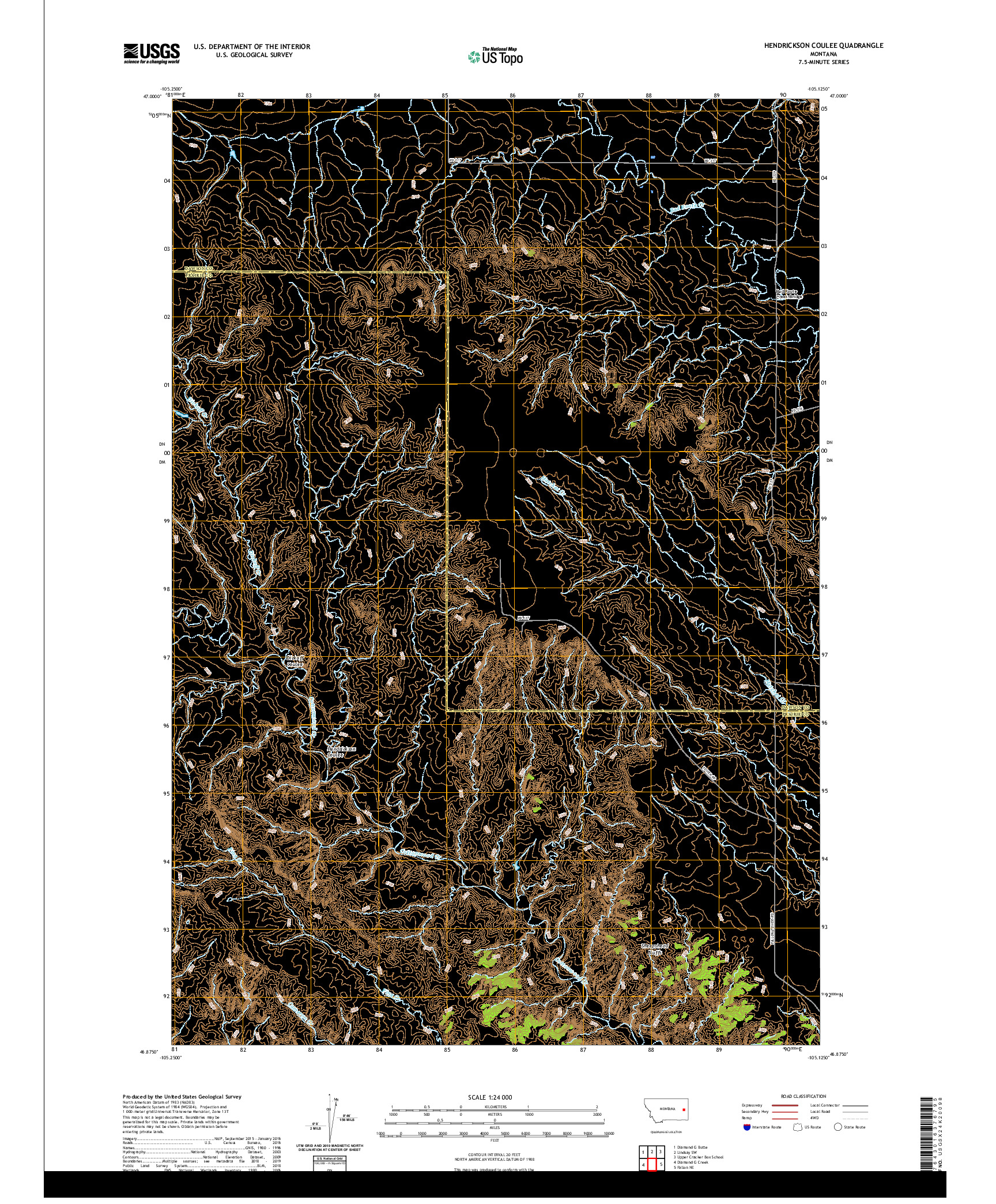 USGS US TOPO 7.5-MINUTE MAP FOR HENDRICKSON COULEE, MT 2020