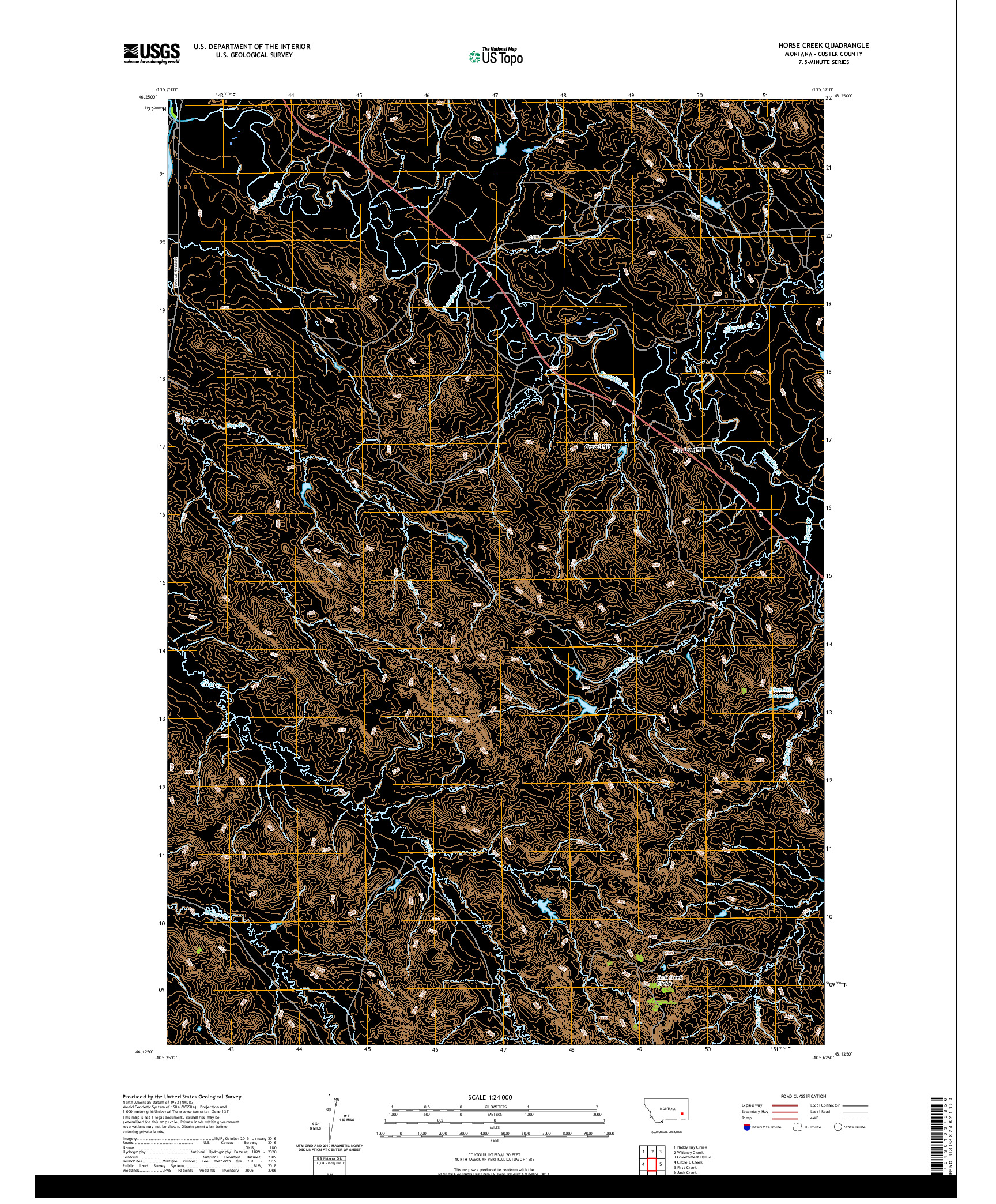 USGS US TOPO 7.5-MINUTE MAP FOR HORSE CREEK, MT 2020