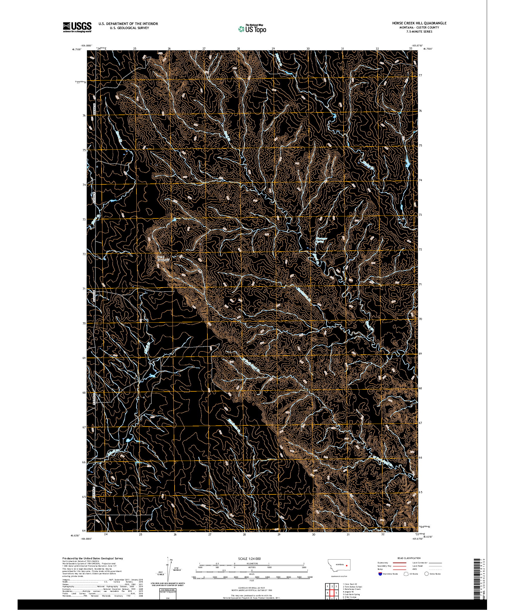 USGS US TOPO 7.5-MINUTE MAP FOR HORSE CREEK HILL, MT 2020