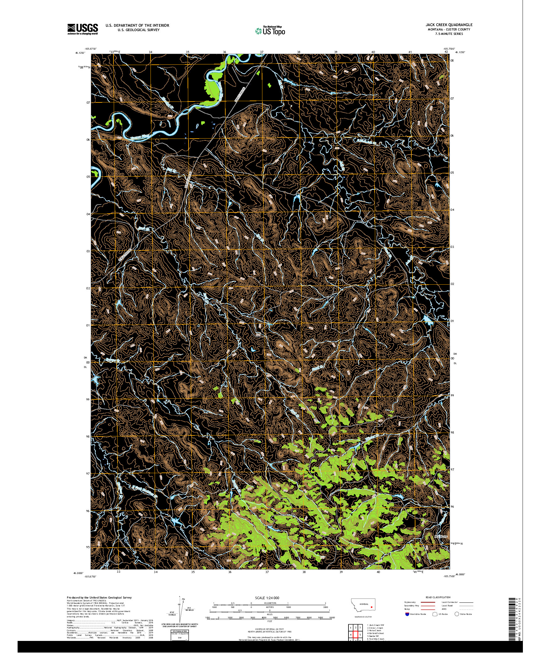 USGS US TOPO 7.5-MINUTE MAP FOR JACK CREEK, MT 2020