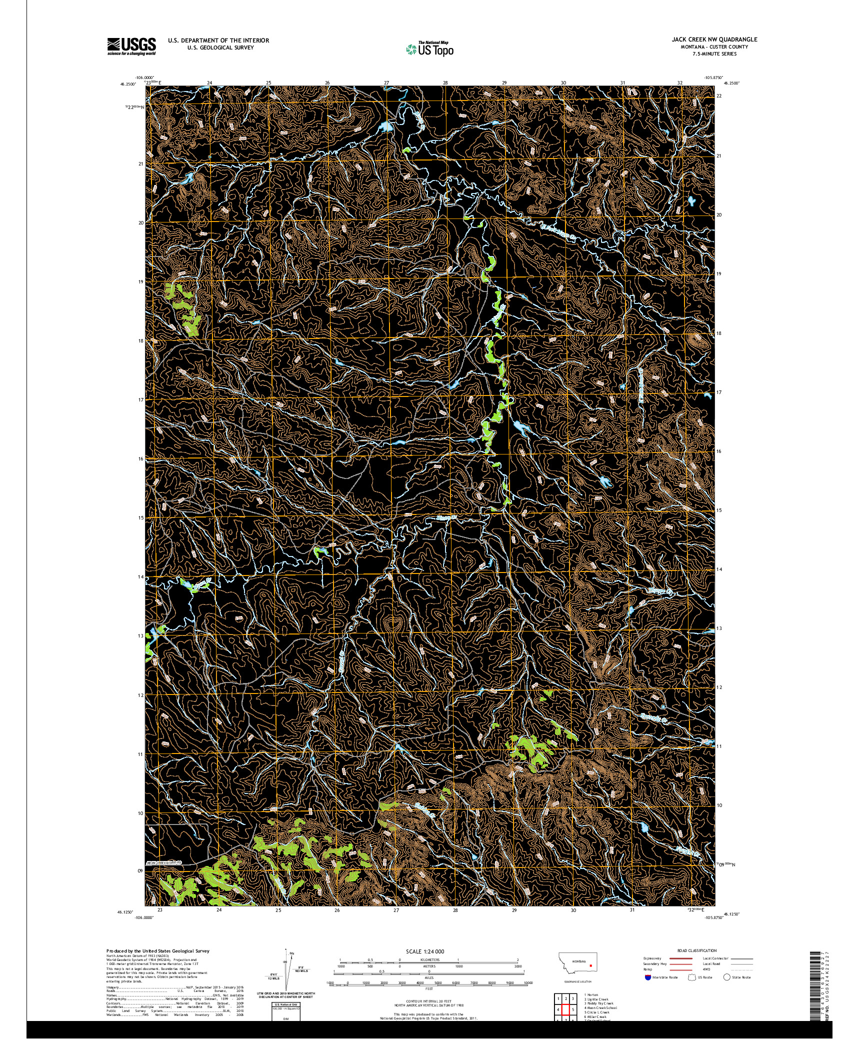 USGS US TOPO 7.5-MINUTE MAP FOR JACK CREEK NW, MT 2020