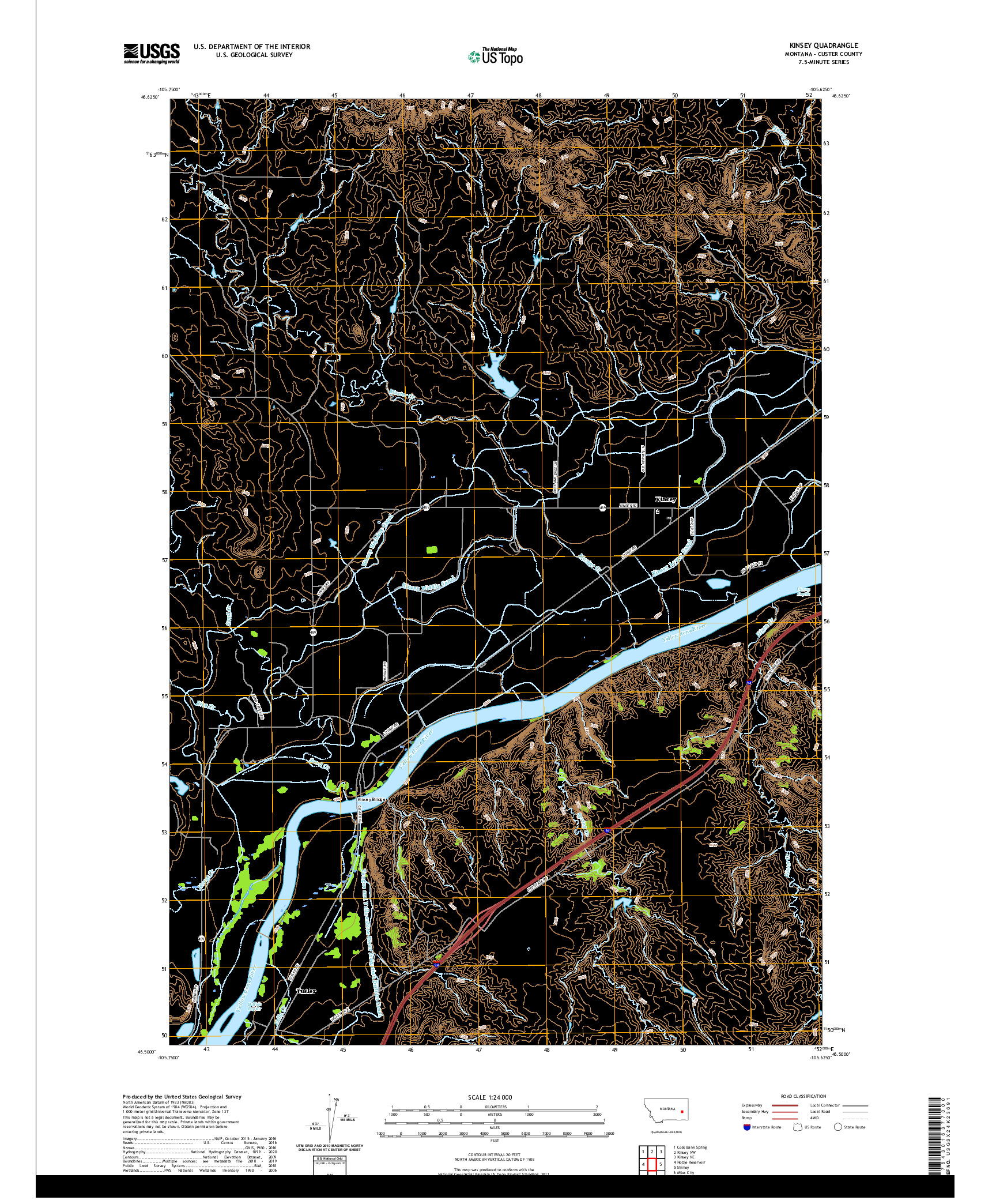 USGS US TOPO 7.5-MINUTE MAP FOR KINSEY, MT 2020