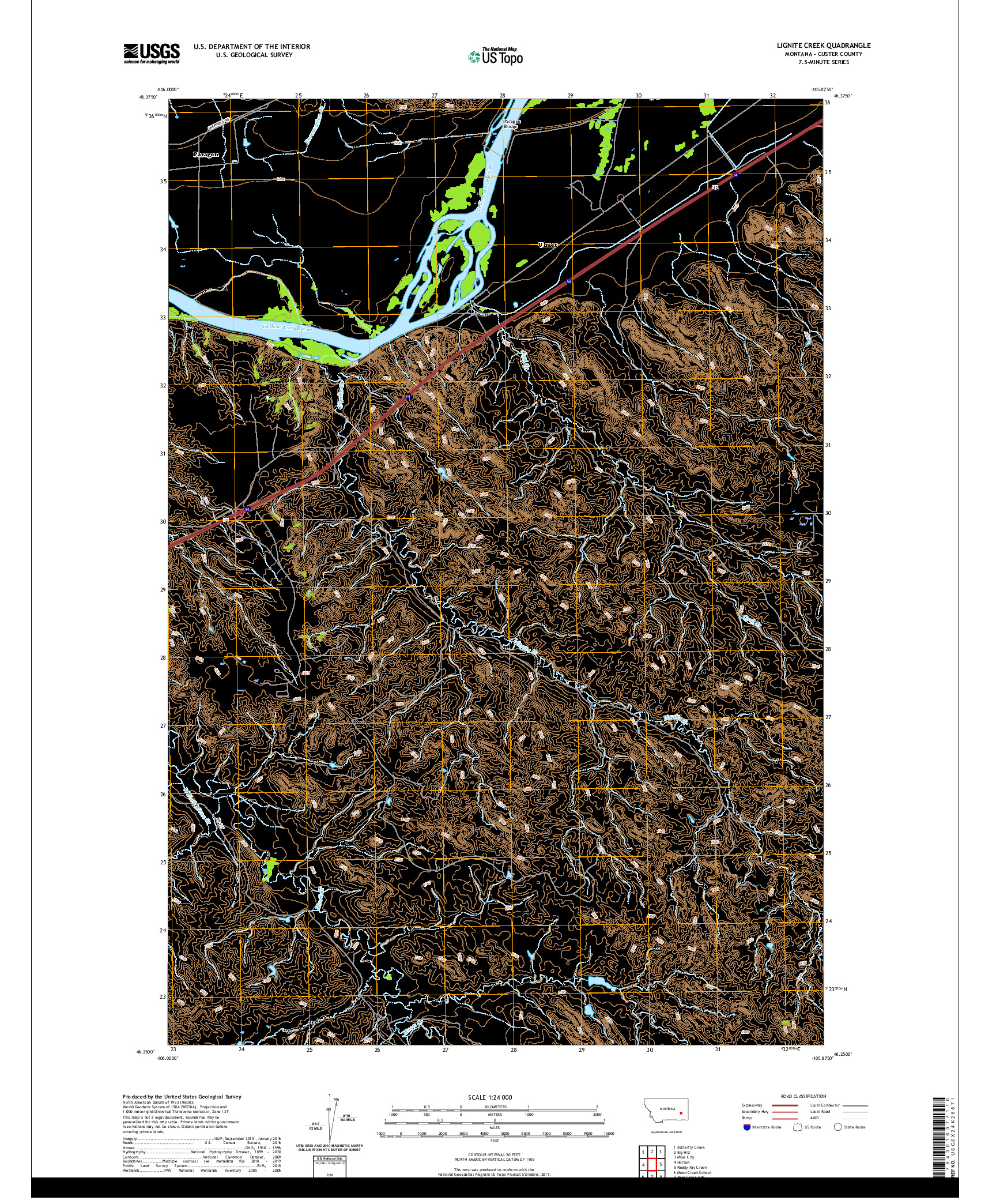 USGS US TOPO 7.5-MINUTE MAP FOR LIGNITE CREEK, MT 2020