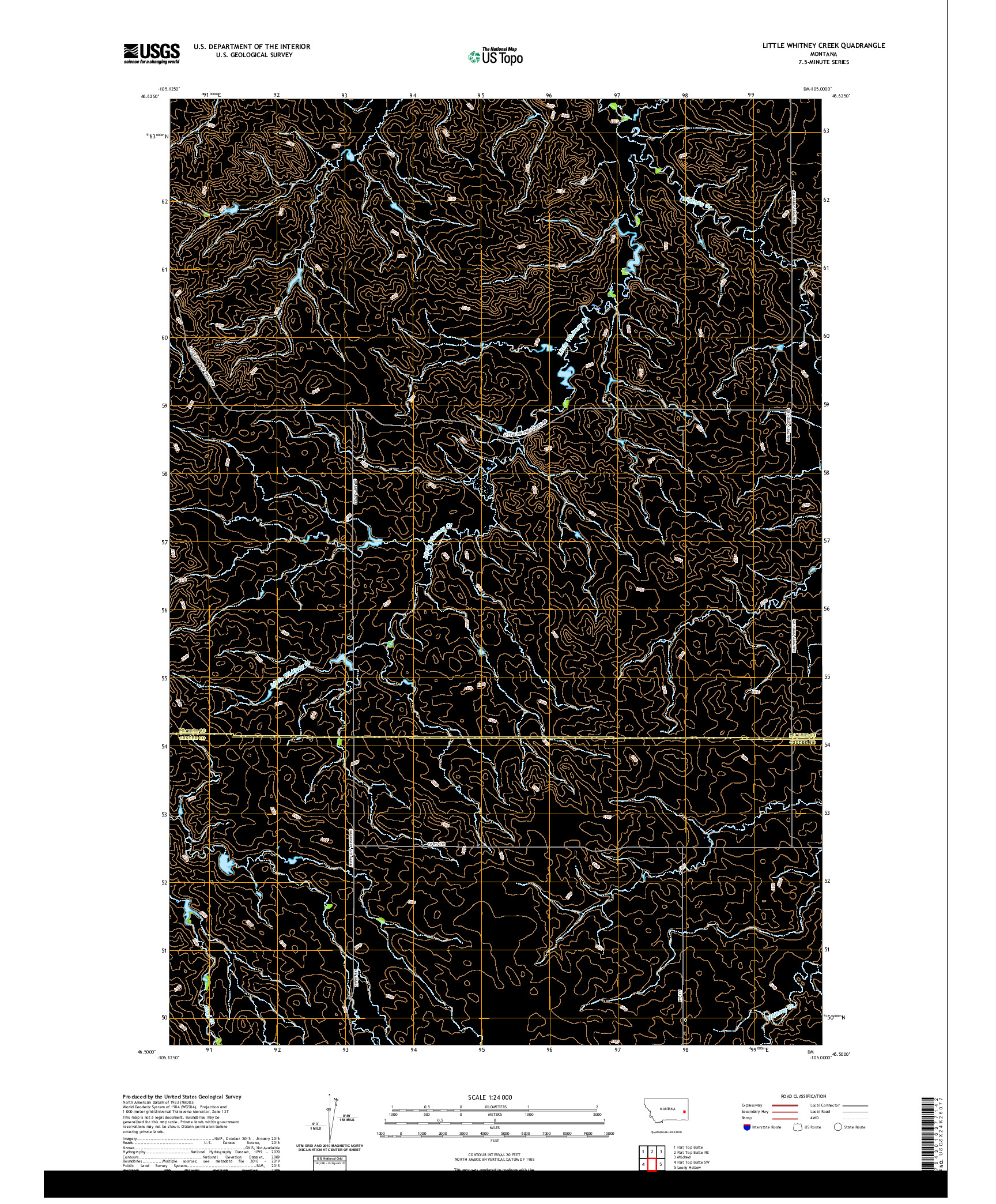 USGS US TOPO 7.5-MINUTE MAP FOR LITTLE WHITNEY CREEK, MT 2020