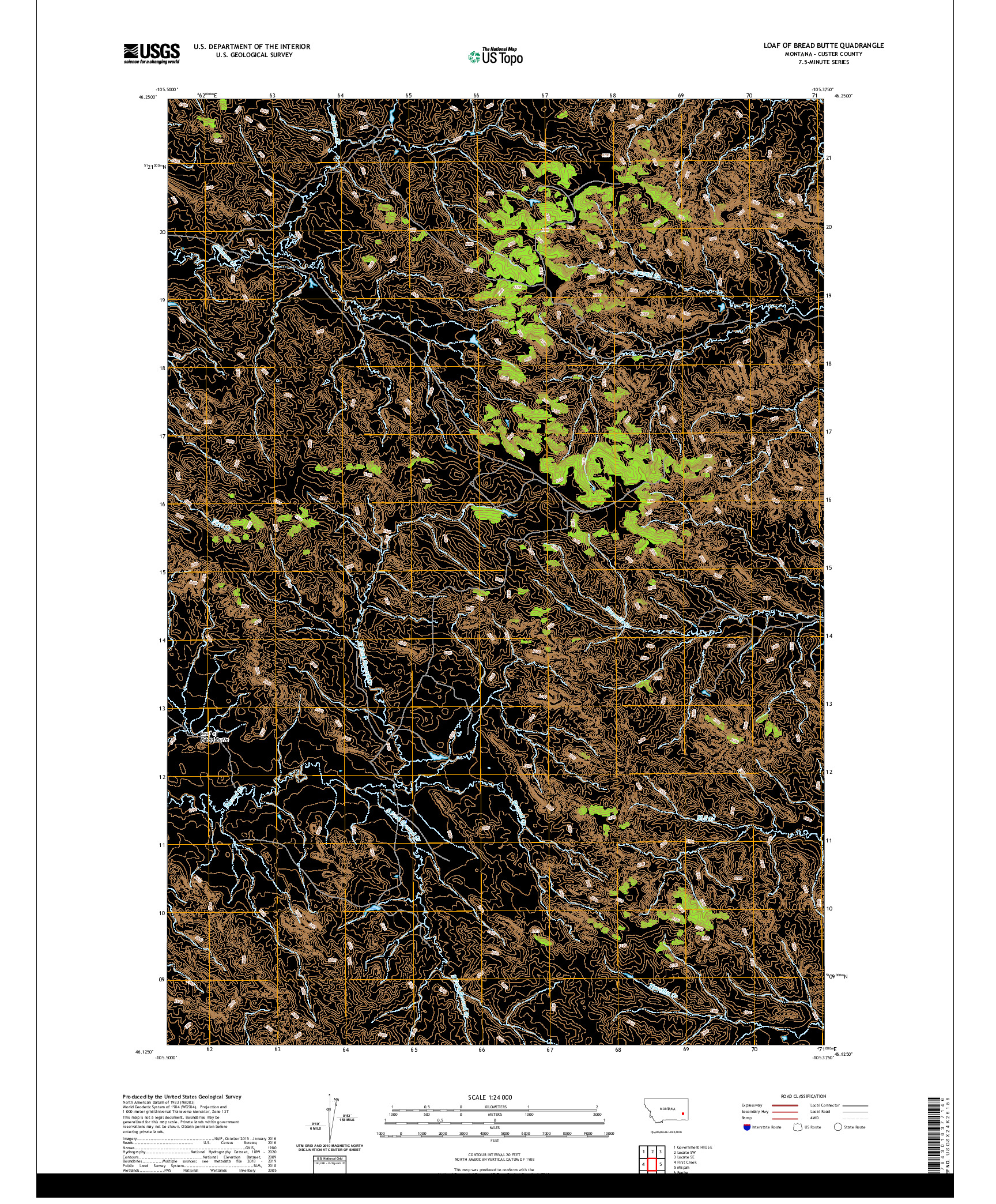 USGS US TOPO 7.5-MINUTE MAP FOR LOAF OF BREAD BUTTE, MT 2020