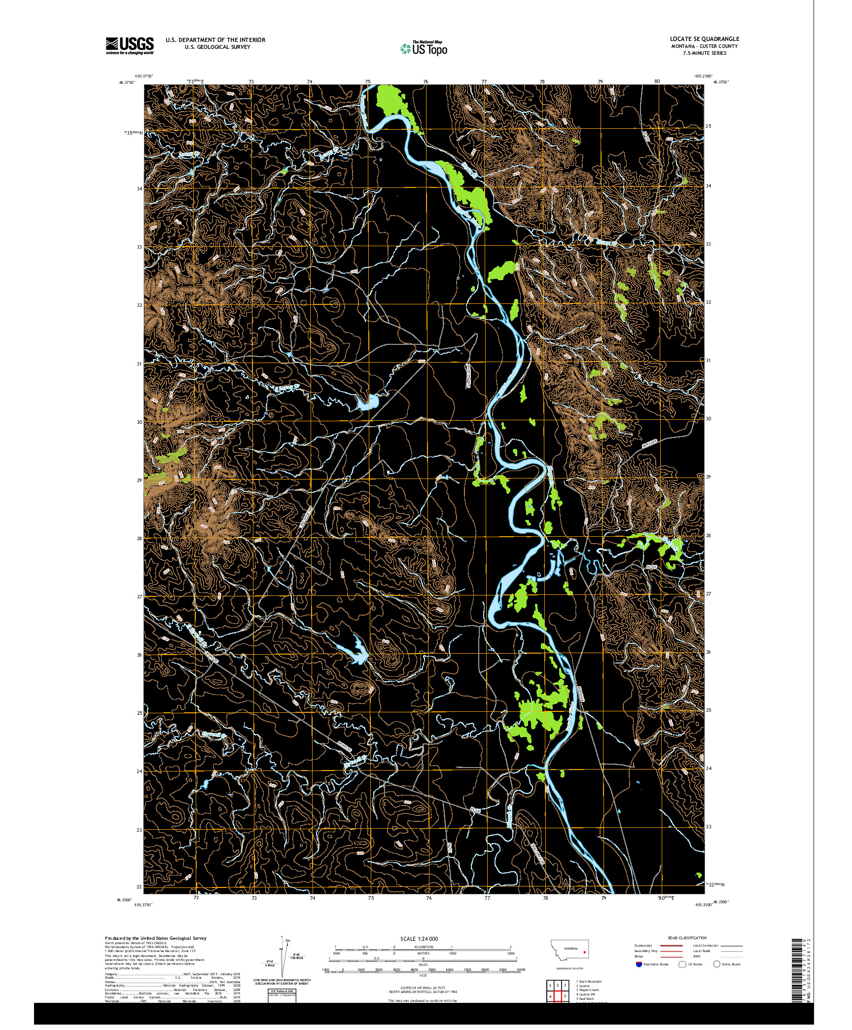 USGS US TOPO 7.5-MINUTE MAP FOR LOCATE SE, MT 2020