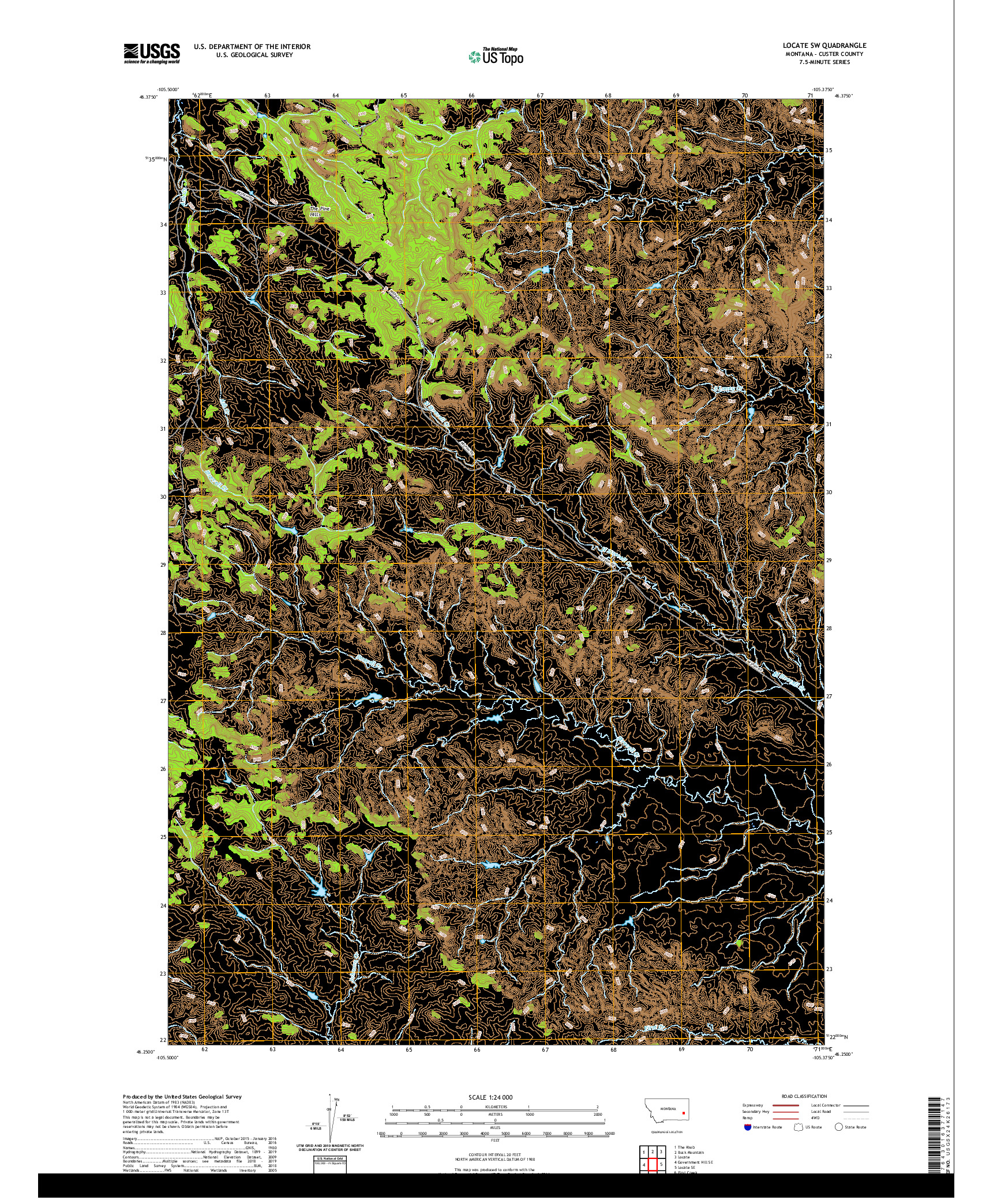 USGS US TOPO 7.5-MINUTE MAP FOR LOCATE SW, MT 2020