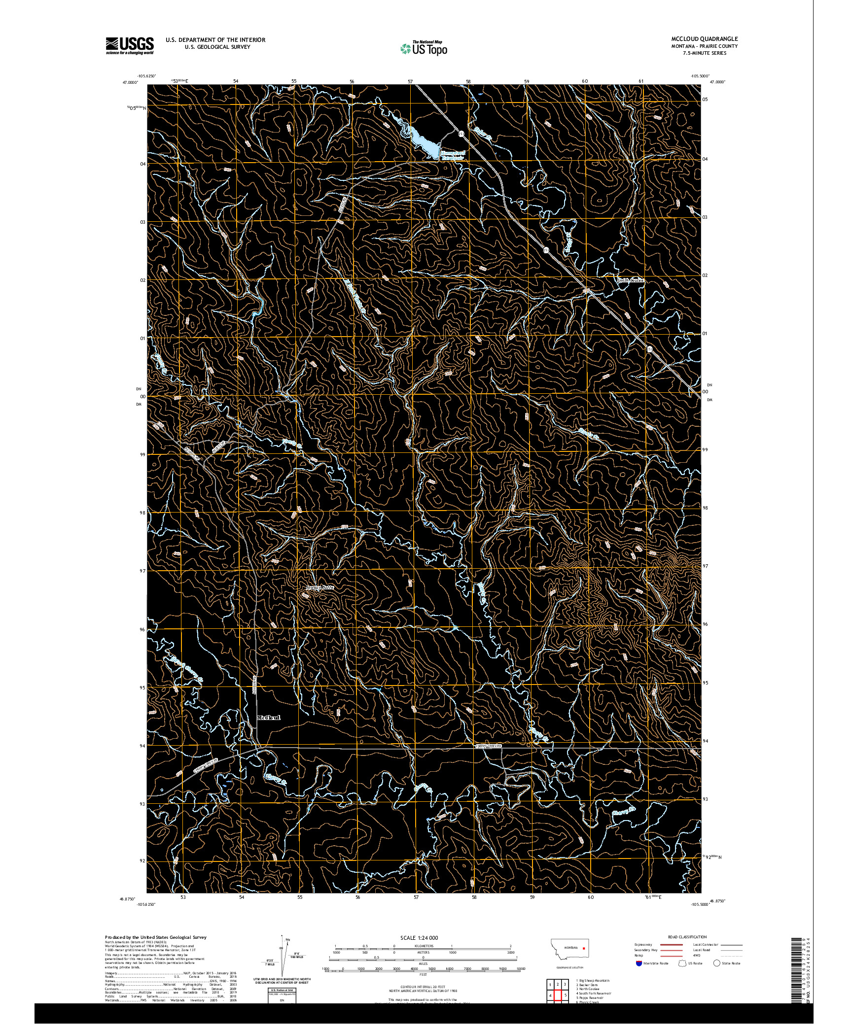 USGS US TOPO 7.5-MINUTE MAP FOR MCCLOUD, MT 2020