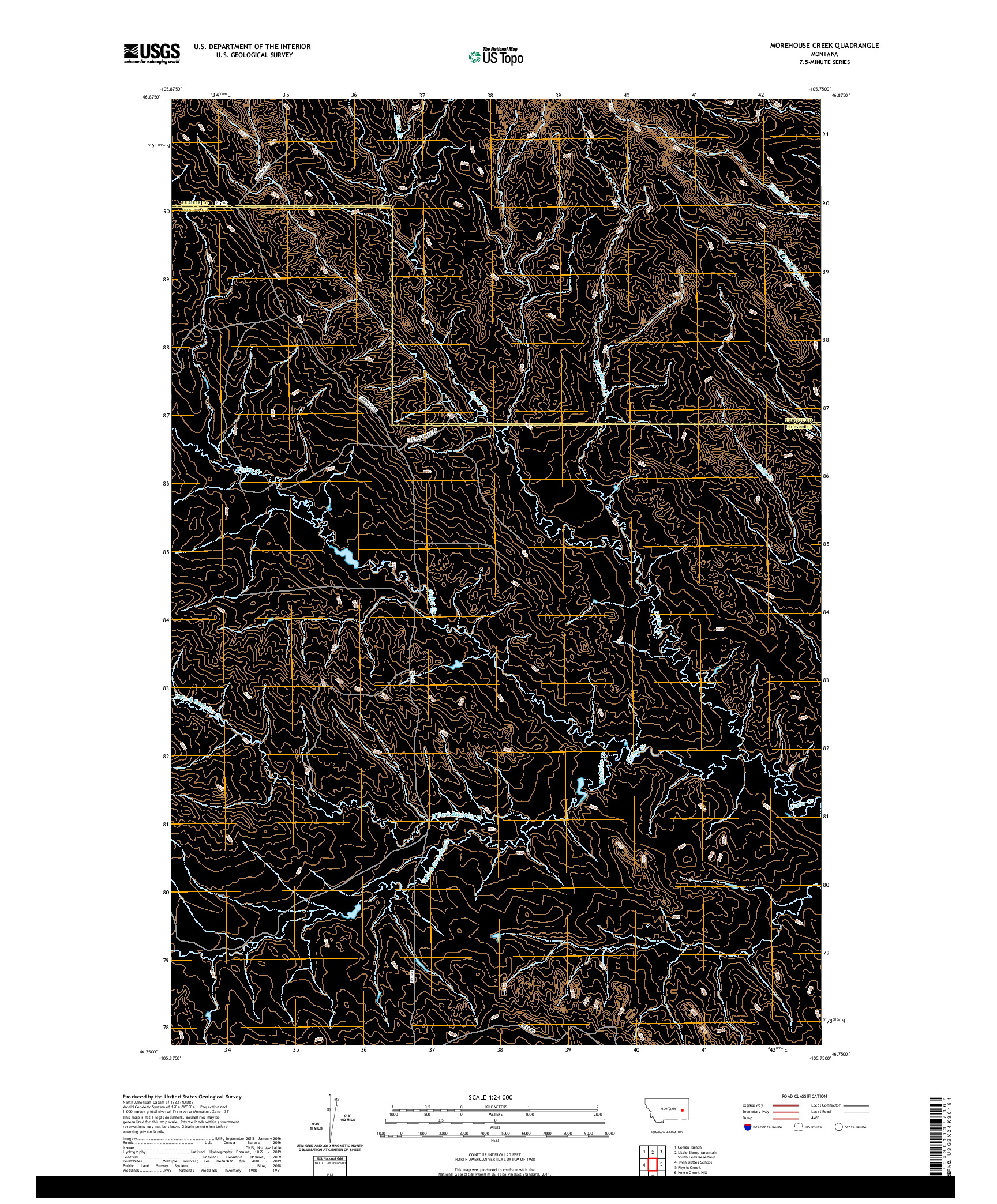 USGS US TOPO 7.5-MINUTE MAP FOR MOREHOUSE CREEK, MT 2020