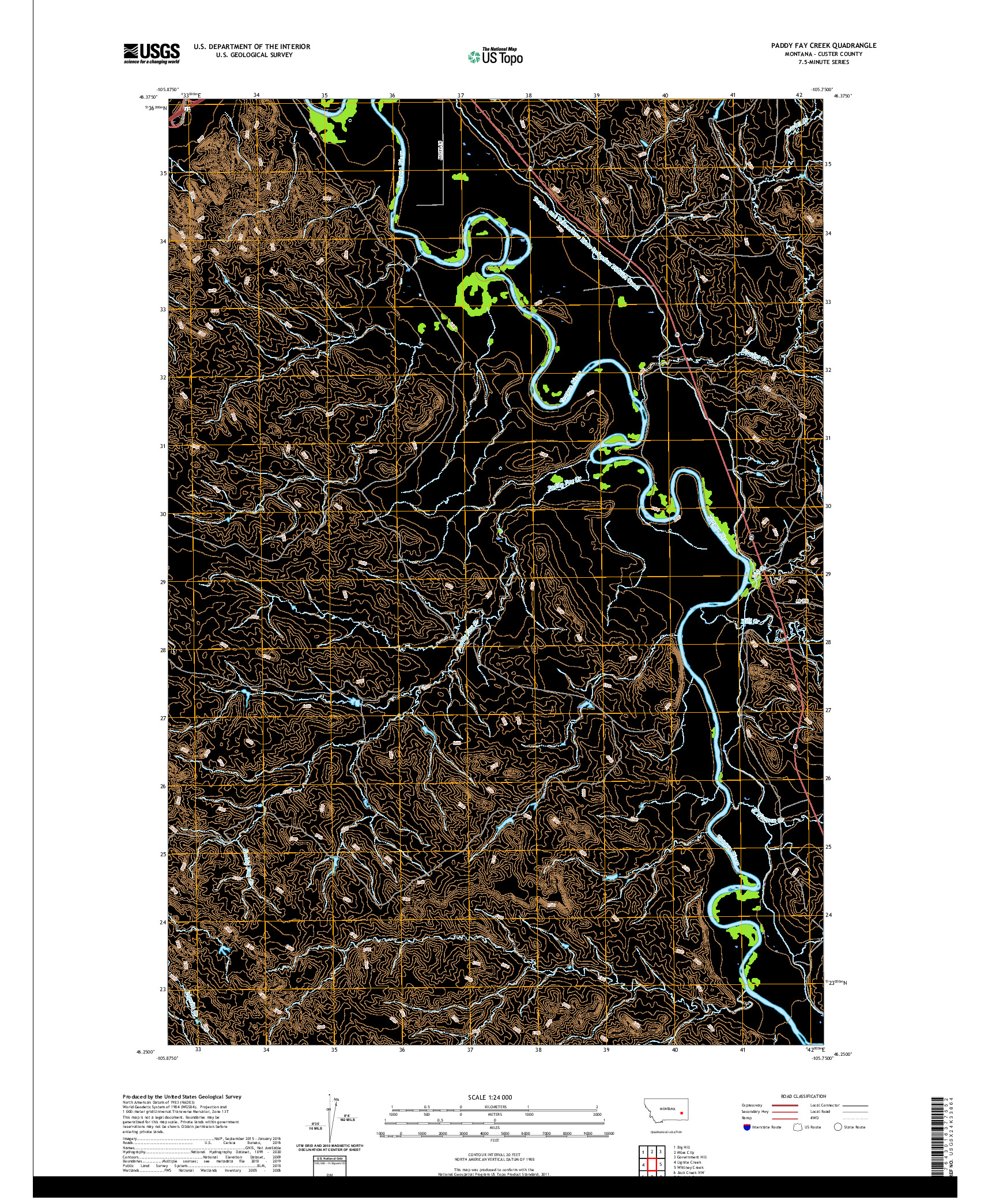 USGS US TOPO 7.5-MINUTE MAP FOR PADDY FAY CREEK, MT 2020