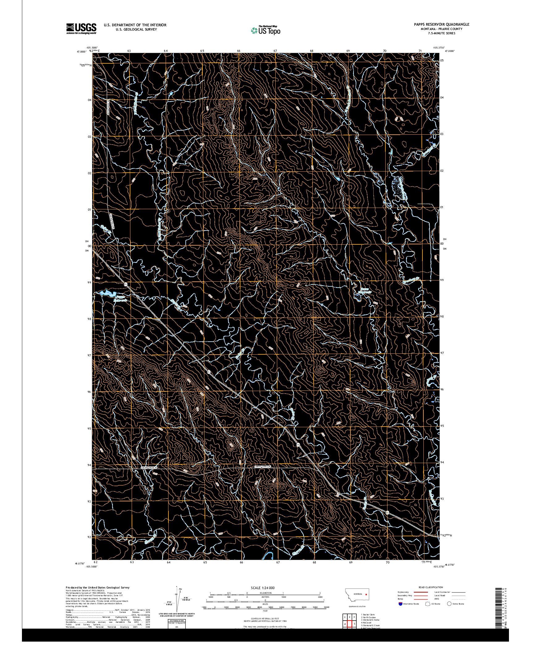 USGS US TOPO 7.5-MINUTE MAP FOR PAPPS RESERVOIR, MT 2020