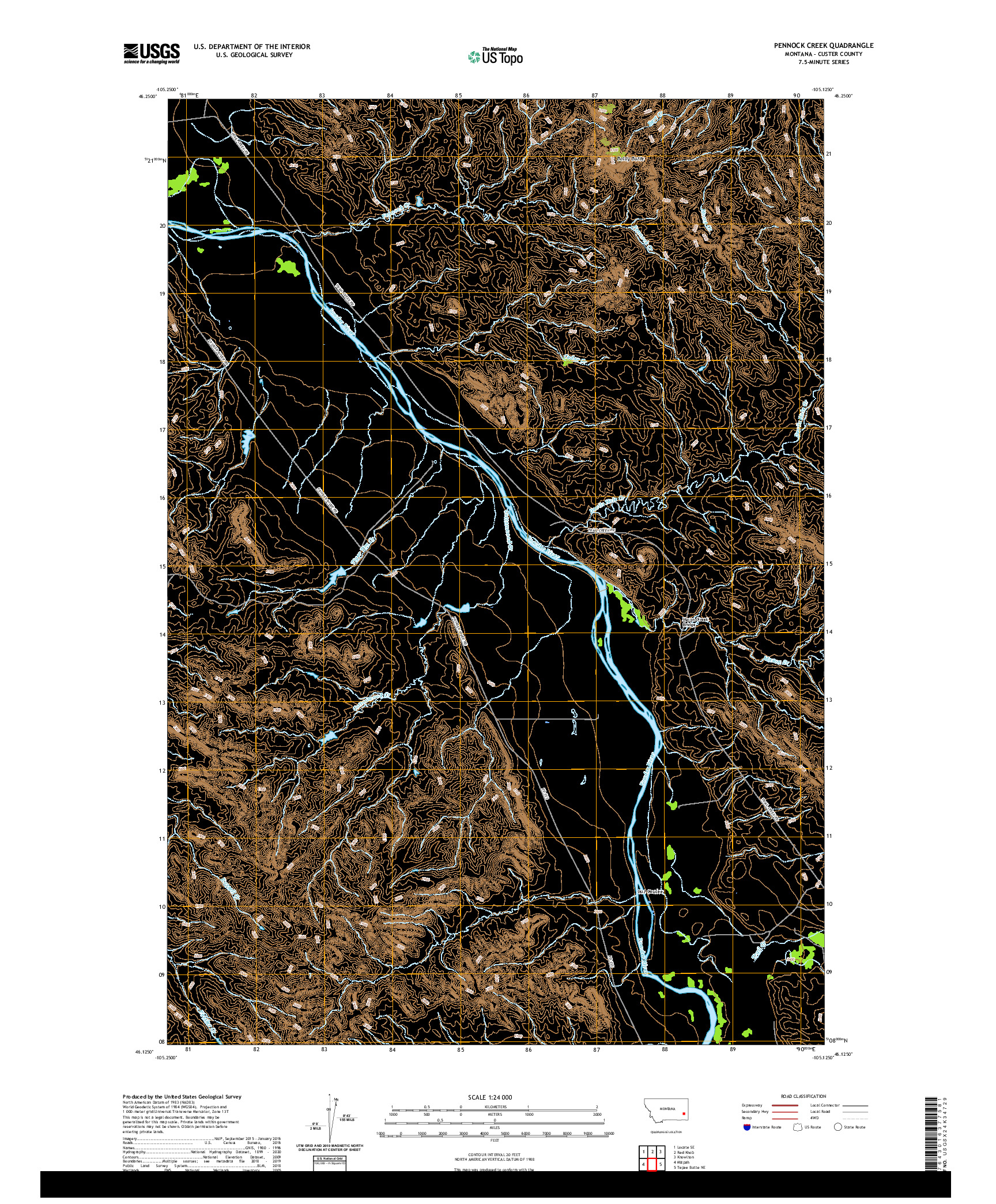 USGS US TOPO 7.5-MINUTE MAP FOR PENNOCK CREEK, MT 2020