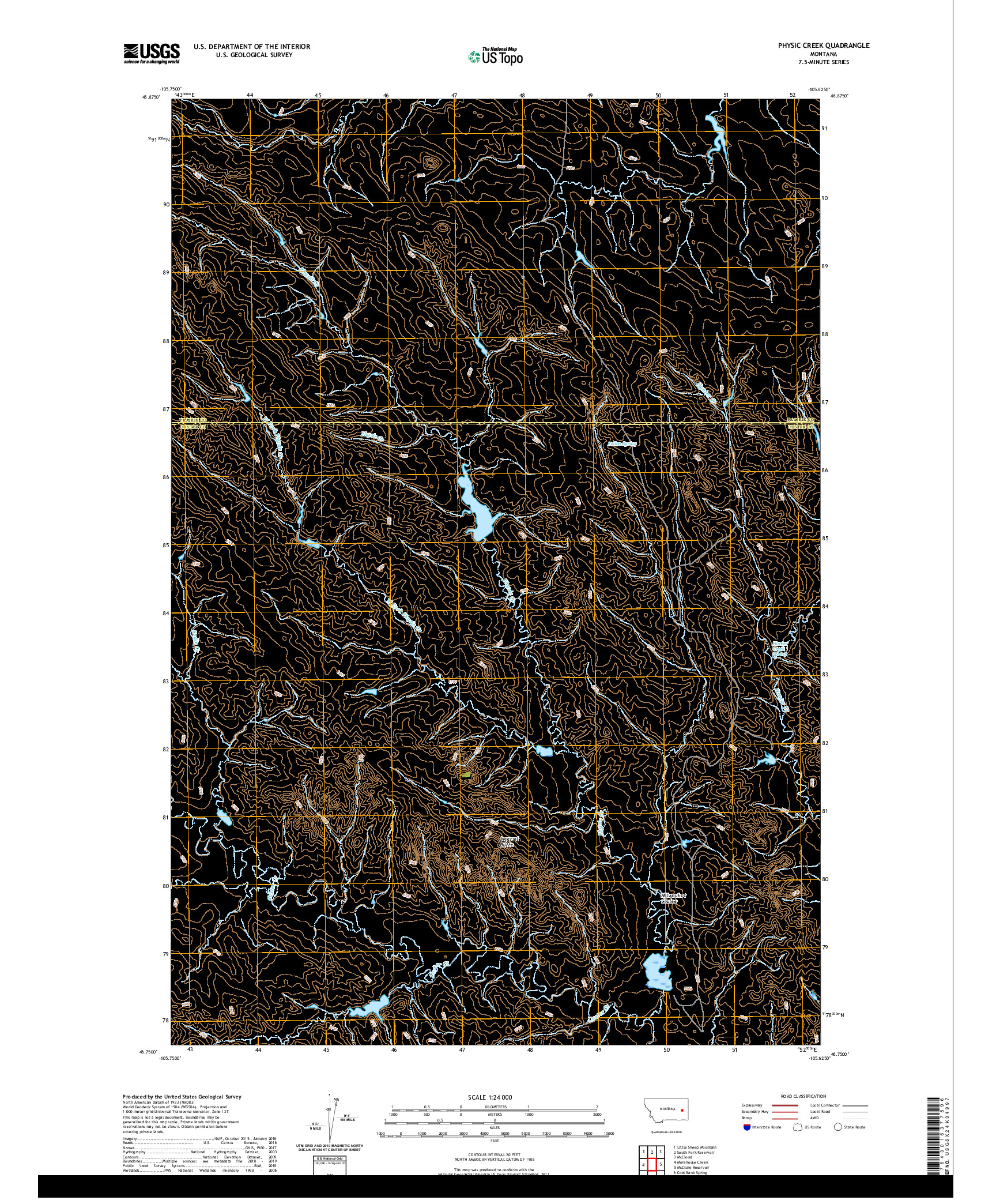 USGS US TOPO 7.5-MINUTE MAP FOR PHYSIC CREEK, MT 2020