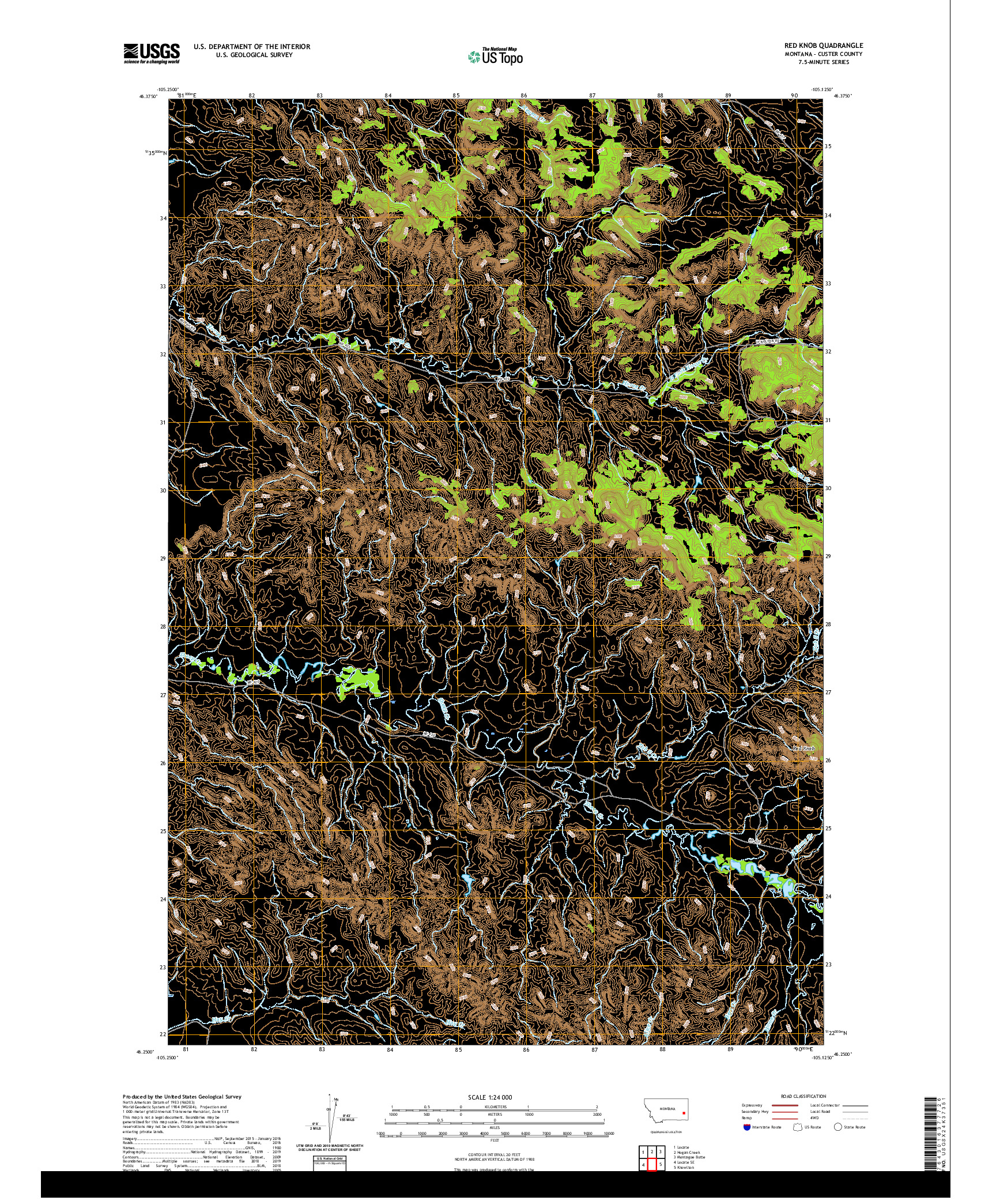 USGS US TOPO 7.5-MINUTE MAP FOR RED KNOB, MT 2020