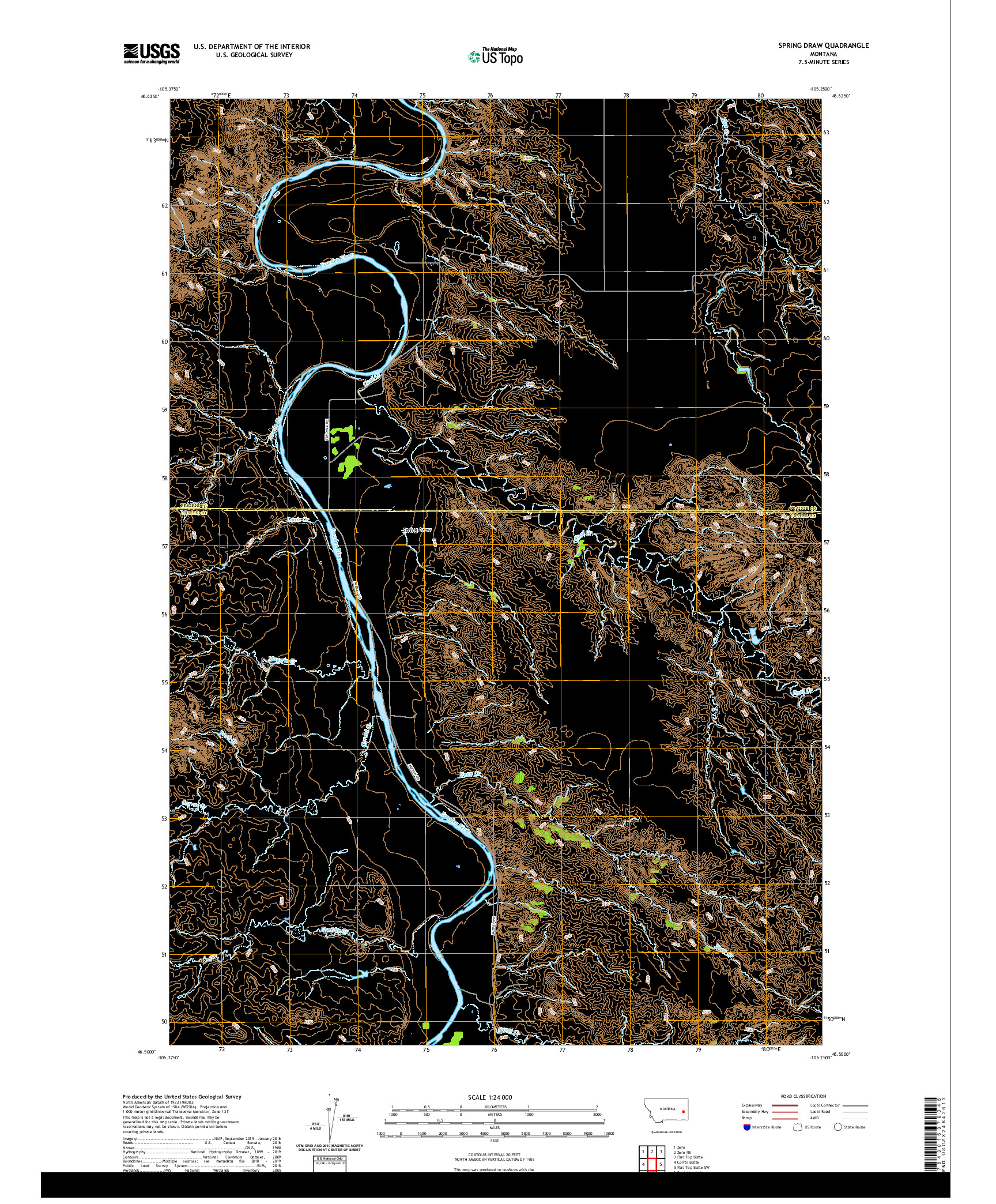 USGS US TOPO 7.5-MINUTE MAP FOR SPRING DRAW, MT 2020