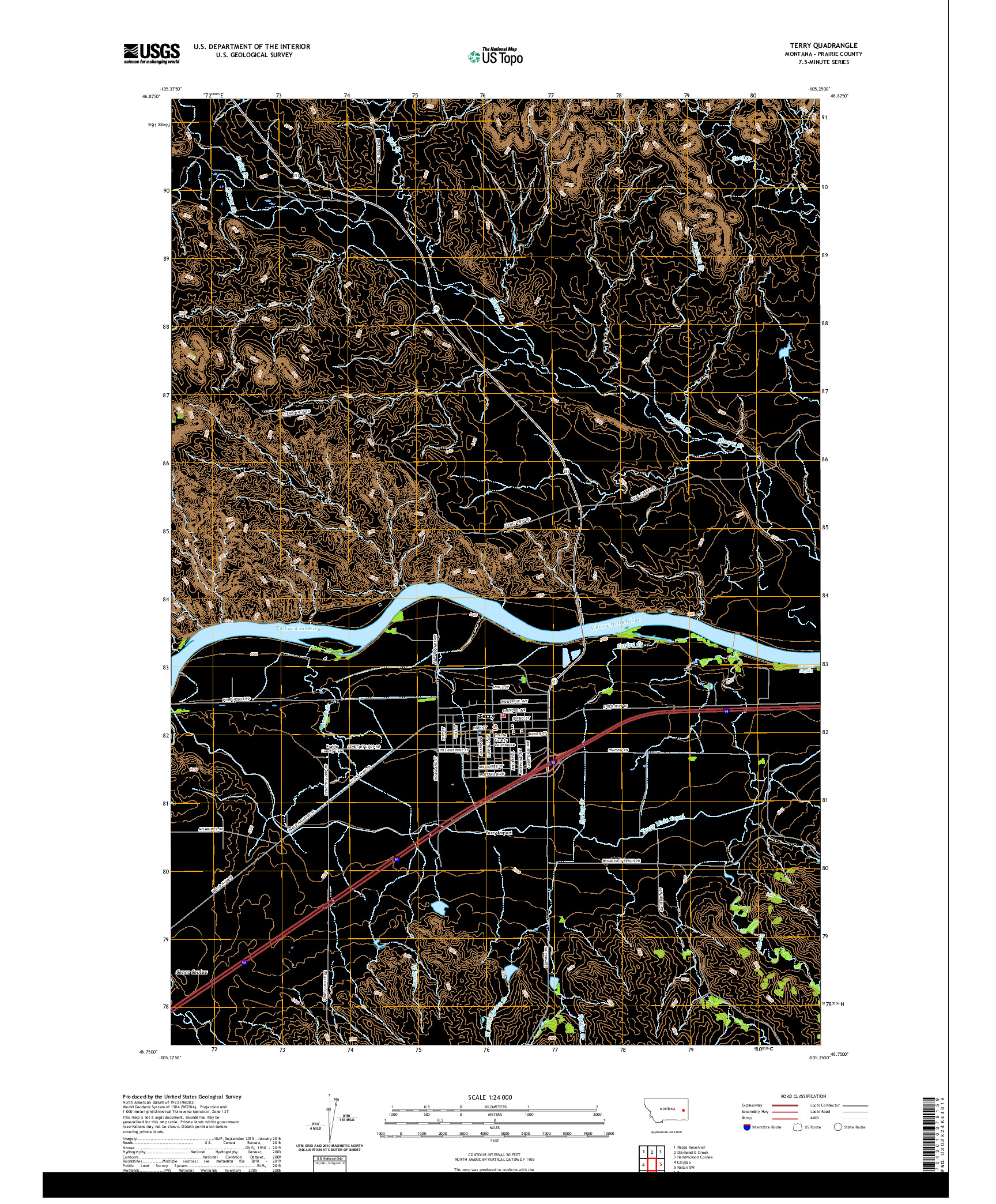 USGS US TOPO 7.5-MINUTE MAP FOR TERRY, MT 2020