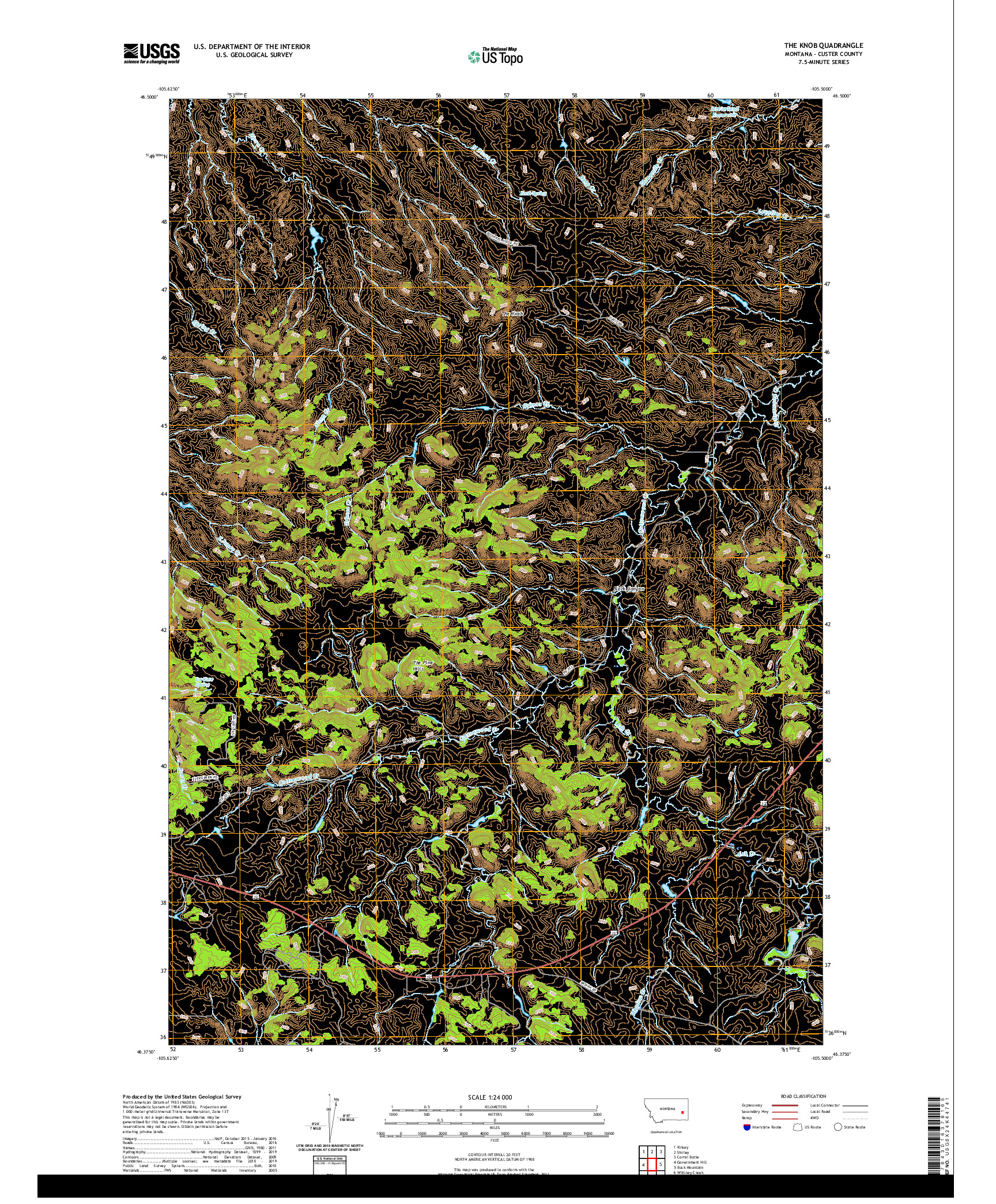 USGS US TOPO 7.5-MINUTE MAP FOR THE KNOB, MT 2020