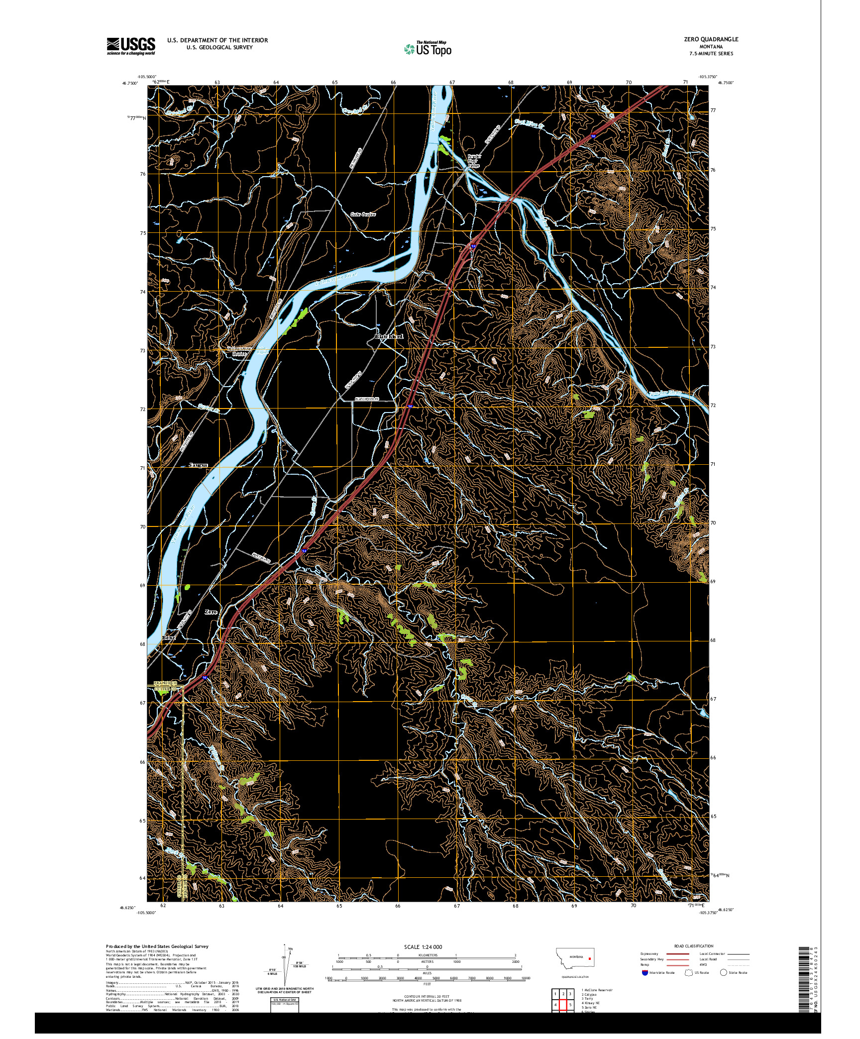 USGS US TOPO 7.5-MINUTE MAP FOR ZERO, MT 2020