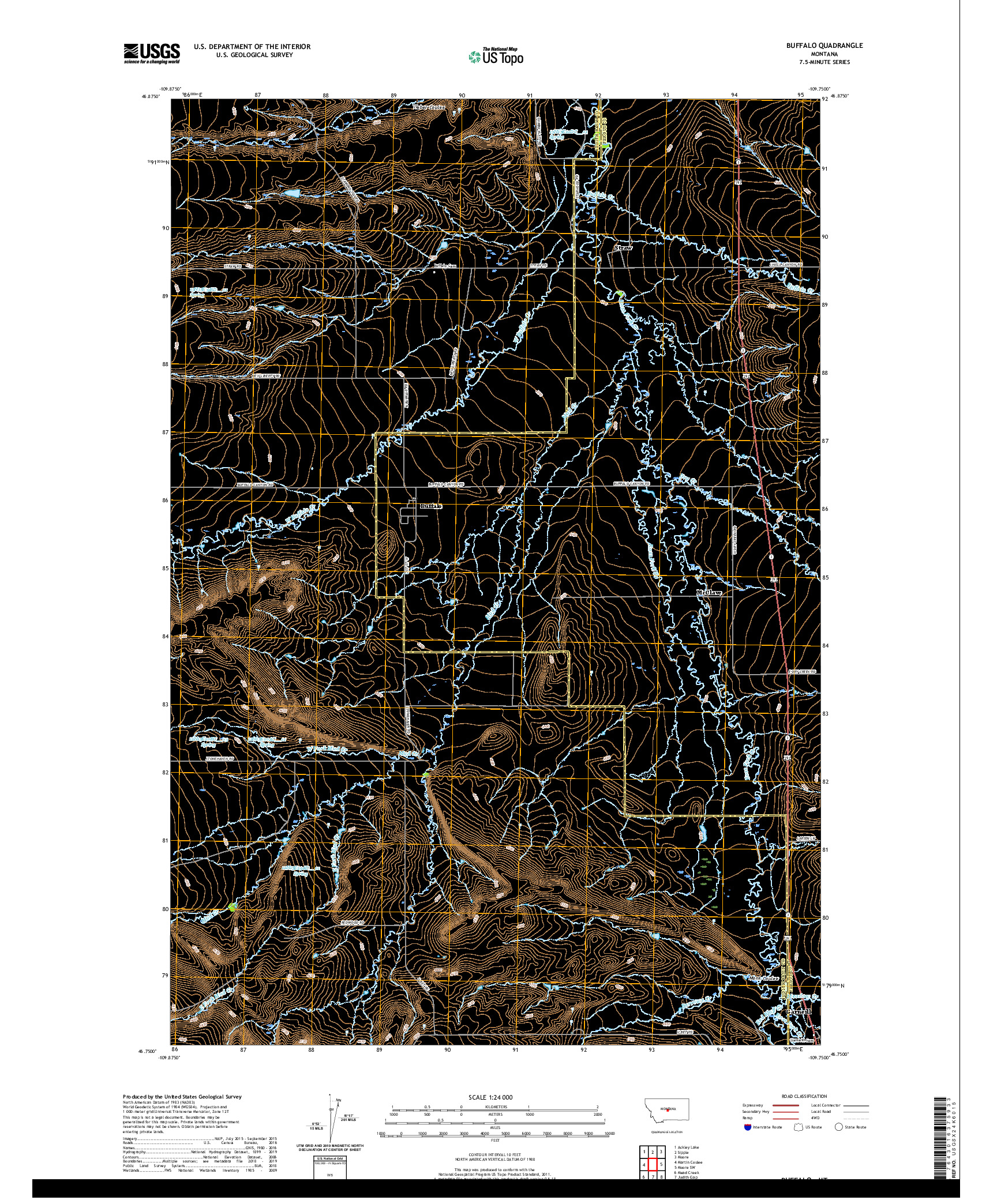 USGS US TOPO 7.5-MINUTE MAP FOR BUFFALO, MT 2020