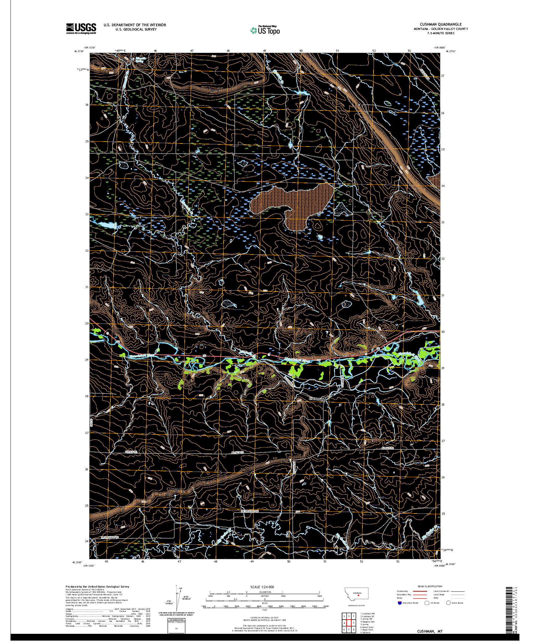 USGS US TOPO 7.5-MINUTE MAP FOR CUSHMAN, MT 2020