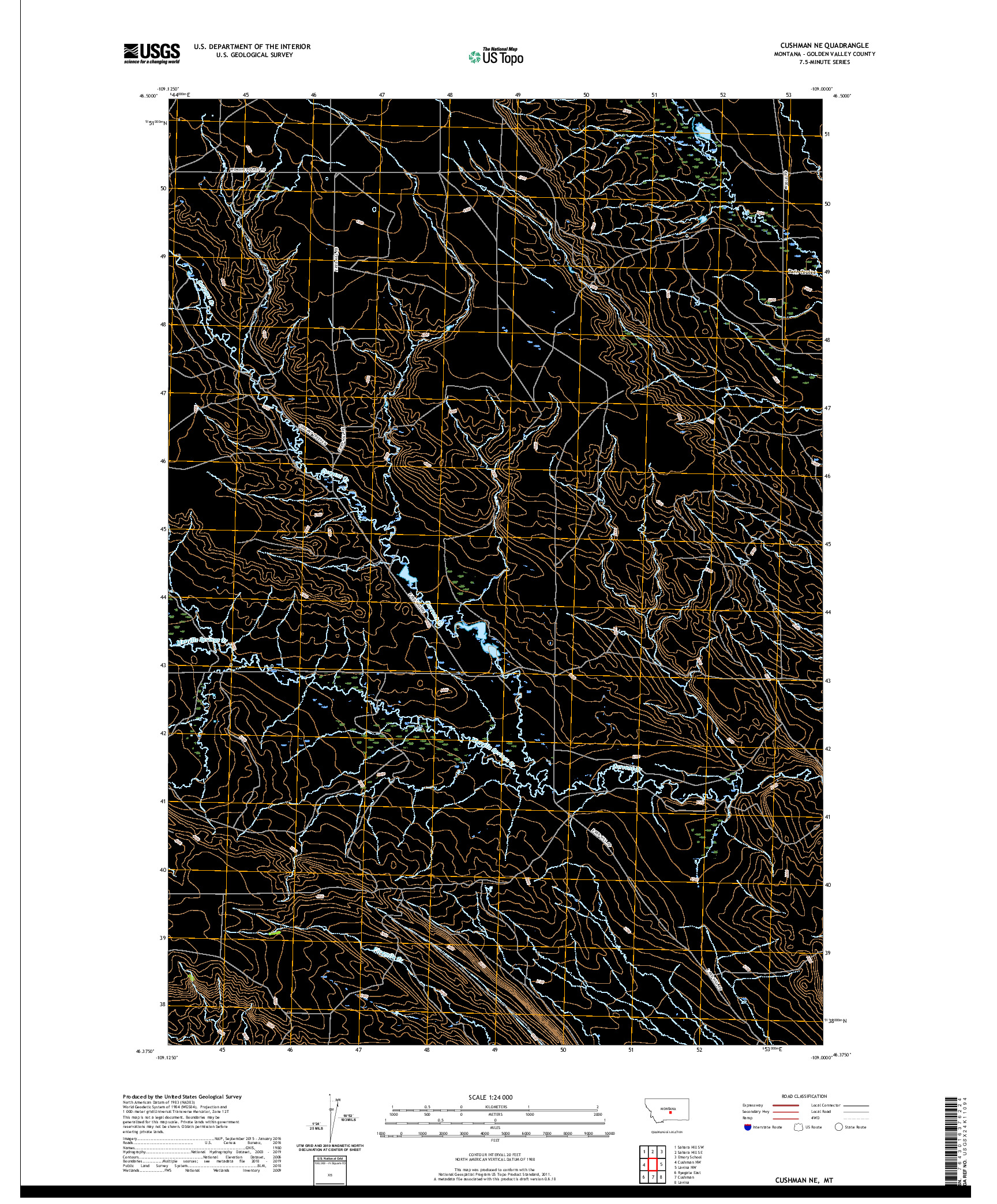 USGS US TOPO 7.5-MINUTE MAP FOR CUSHMAN NE, MT 2020