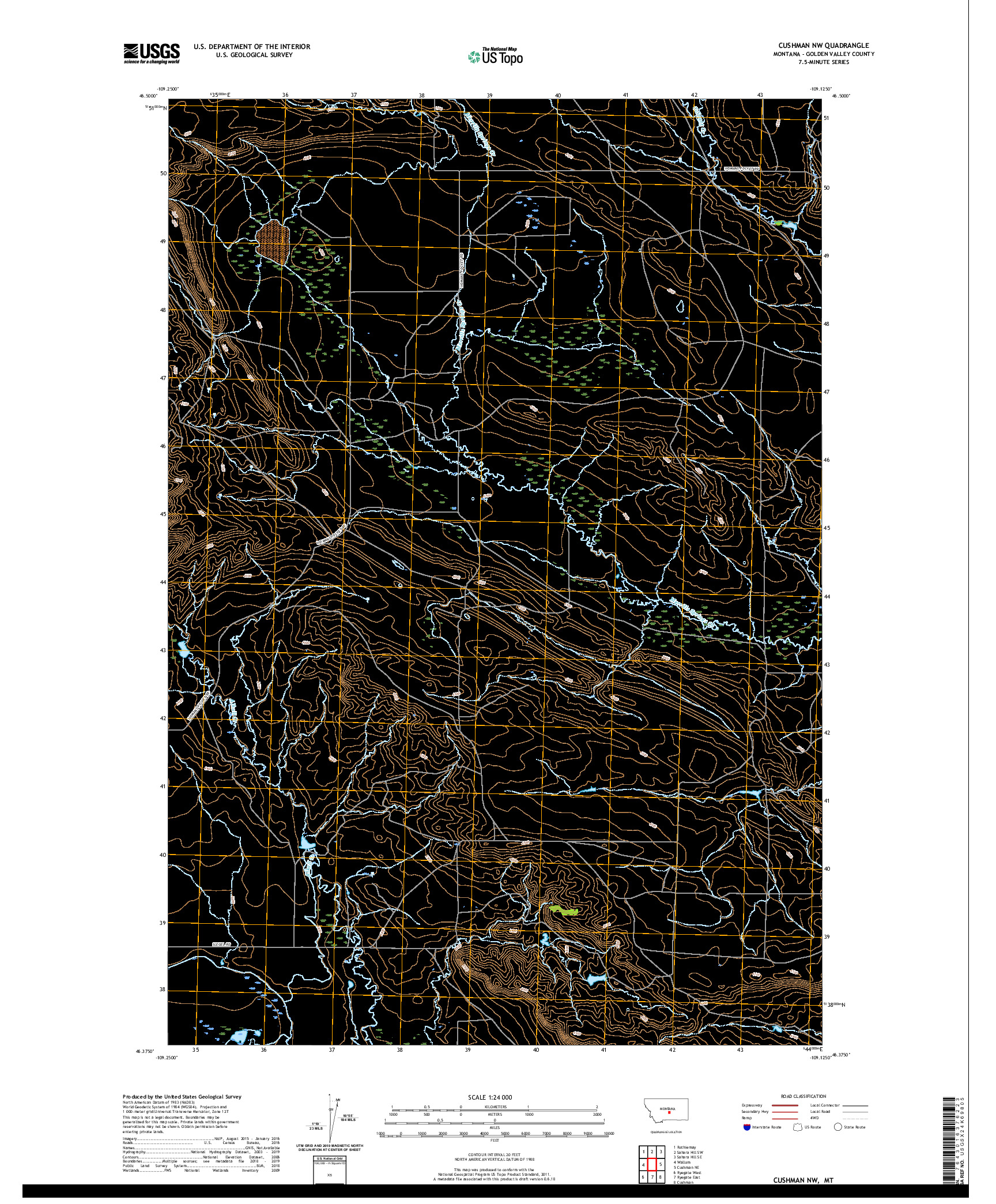 USGS US TOPO 7.5-MINUTE MAP FOR CUSHMAN NW, MT 2020