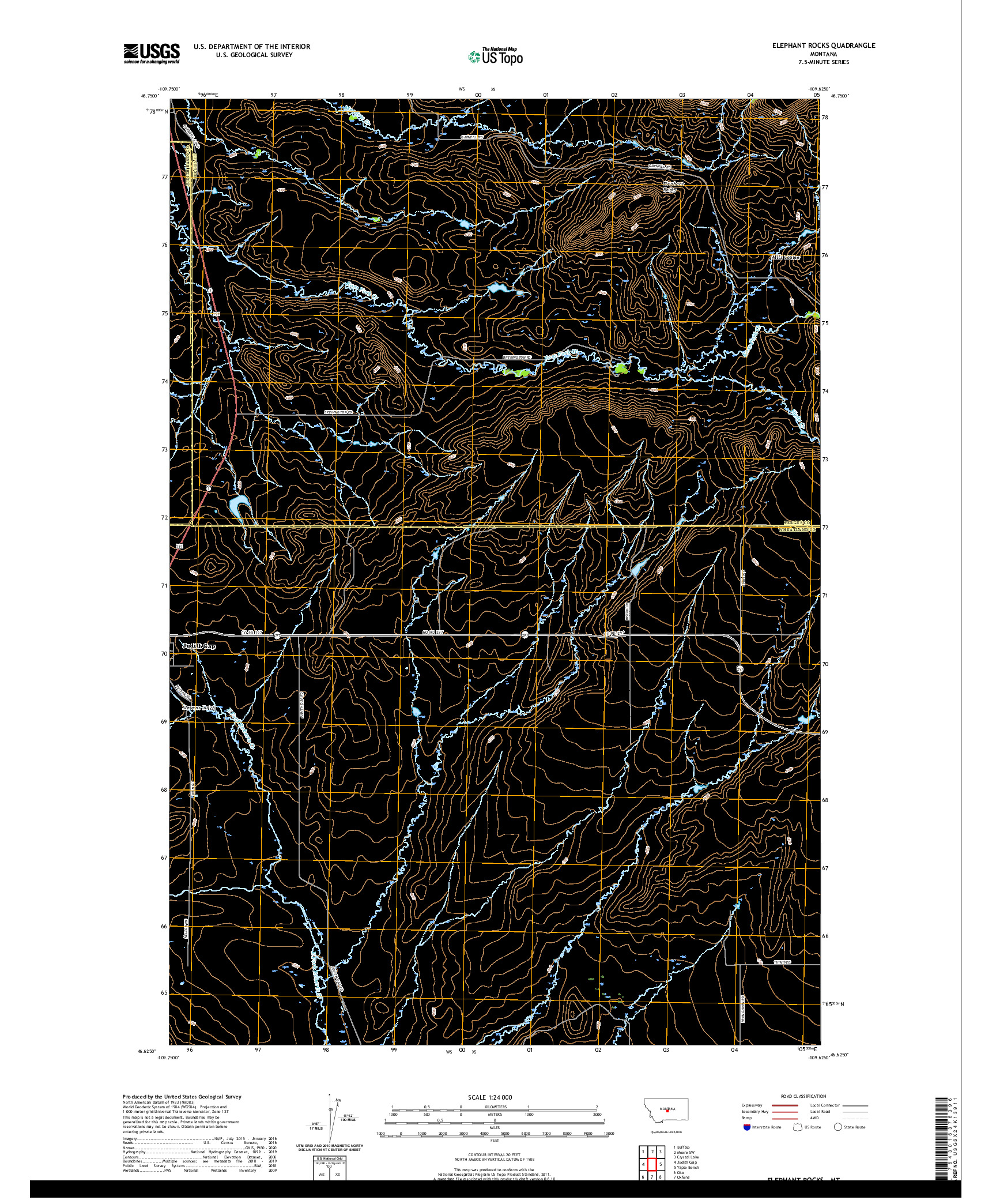 USGS US TOPO 7.5-MINUTE MAP FOR ELEPHANT ROCKS, MT 2020