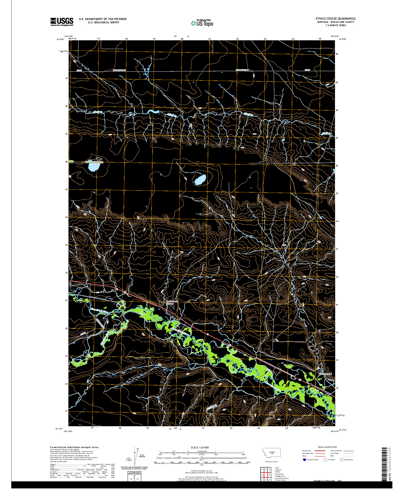 USGS US TOPO 7.5-MINUTE MAP FOR ETHELS COULEE, MT 2020