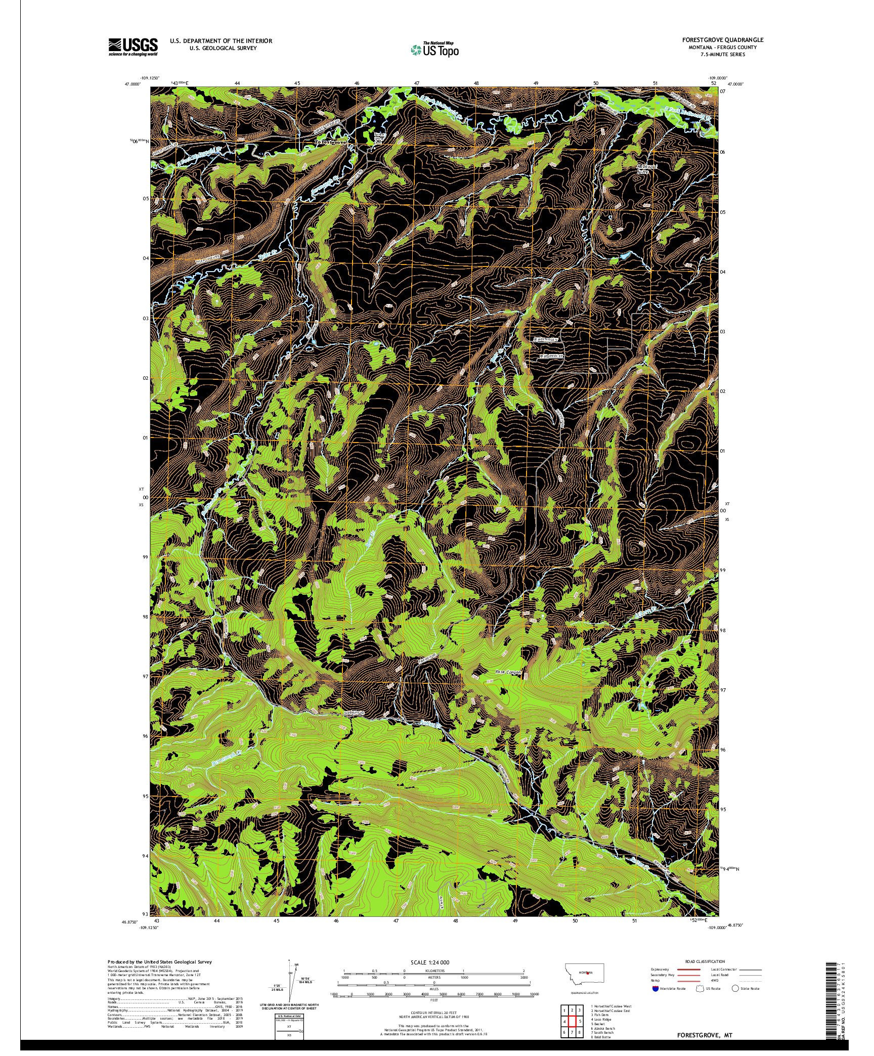 USGS US TOPO 7.5-MINUTE MAP FOR FORESTGROVE, MT 2020