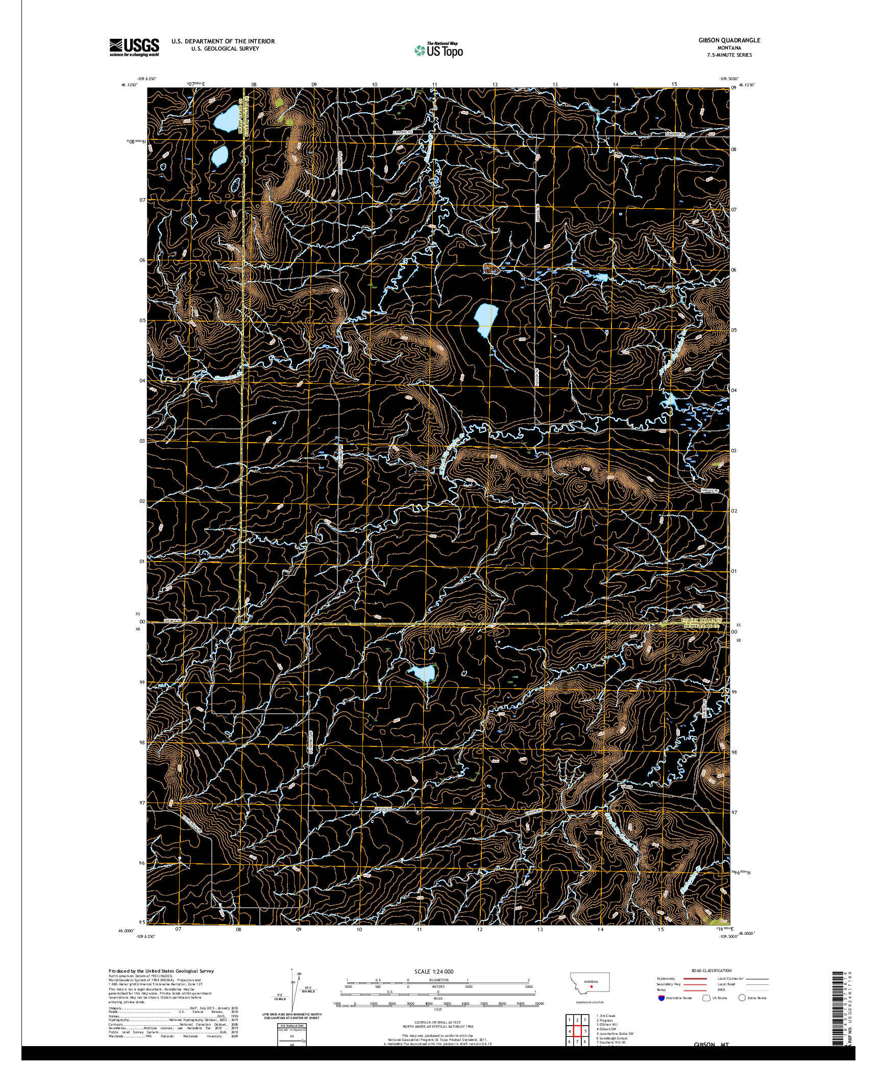 USGS US TOPO 7.5-MINUTE MAP FOR GIBSON, MT 2020