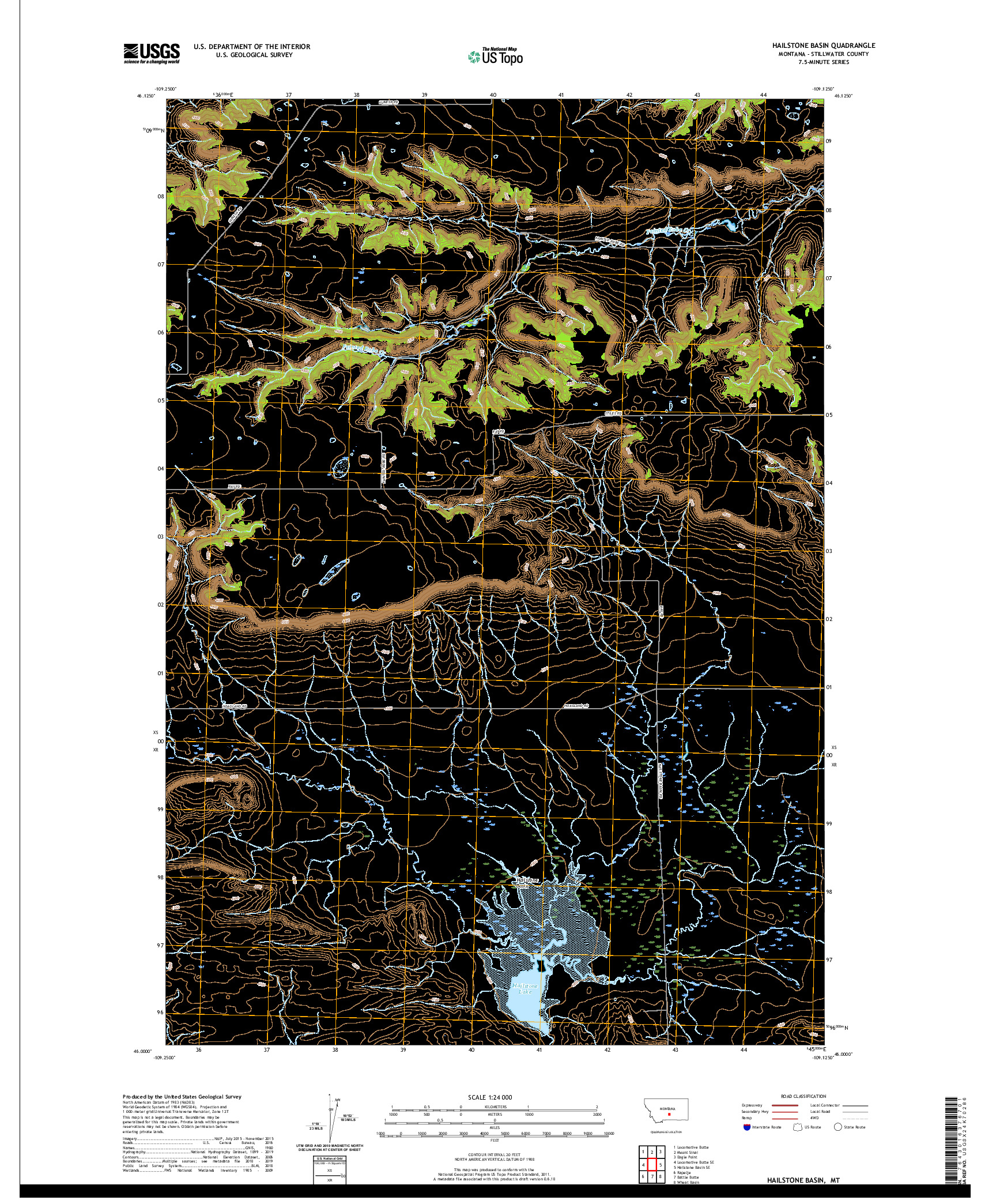 USGS US TOPO 7.5-MINUTE MAP FOR HAILSTONE BASIN, MT 2020