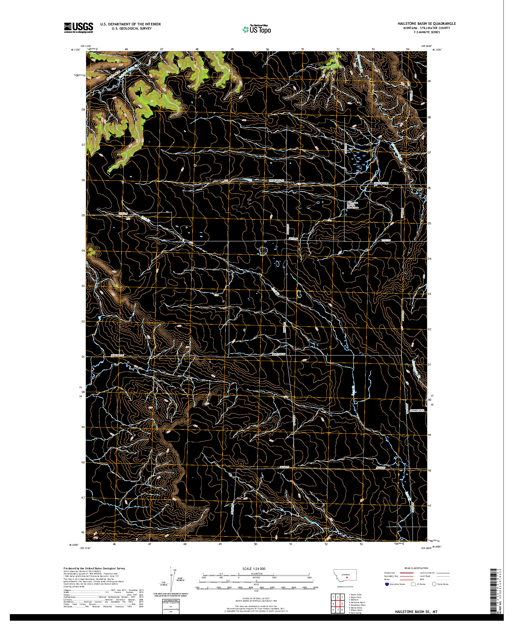 USGS US TOPO 7.5-MINUTE MAP FOR HAILSTONE BASIN SE, MT 2020