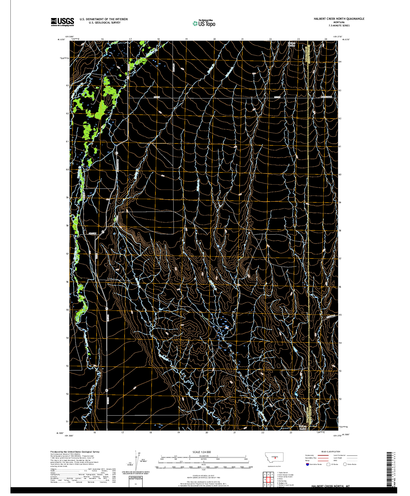 USGS US TOPO 7.5-MINUTE MAP FOR HALBERT CREEK NORTH, MT 2020