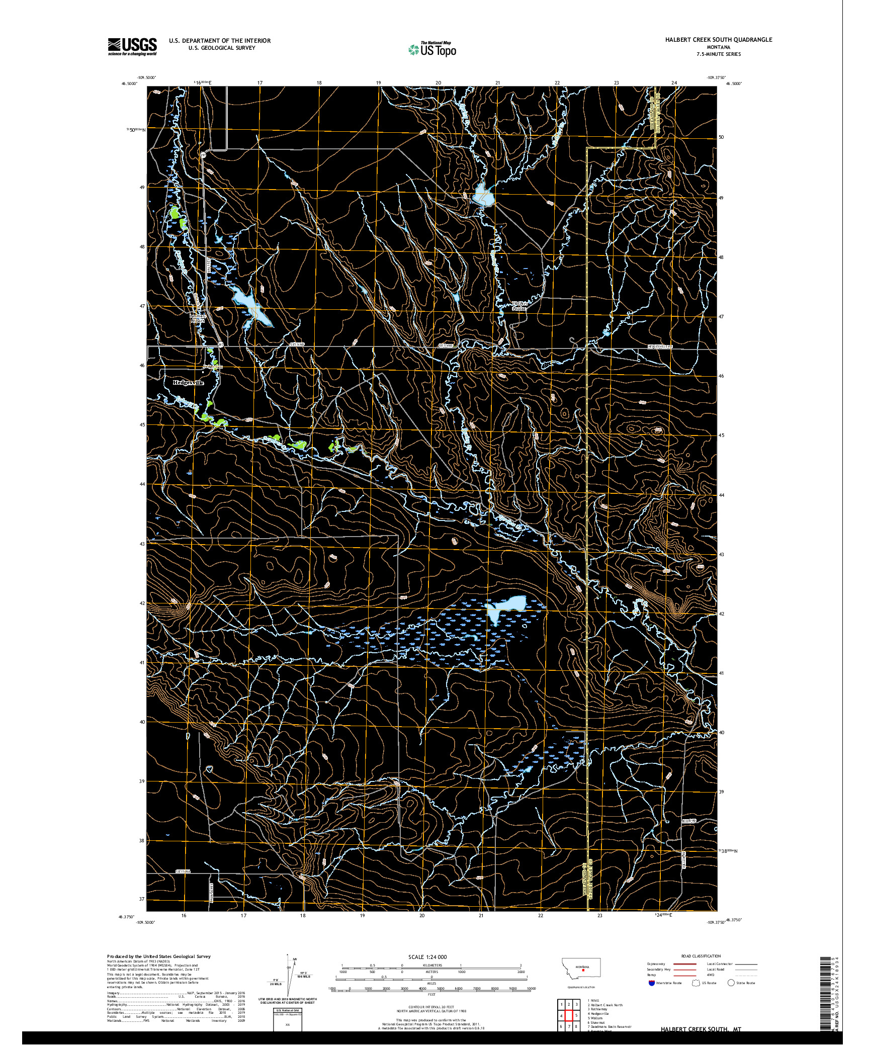 USGS US TOPO 7.5-MINUTE MAP FOR HALBERT CREEK SOUTH, MT 2020