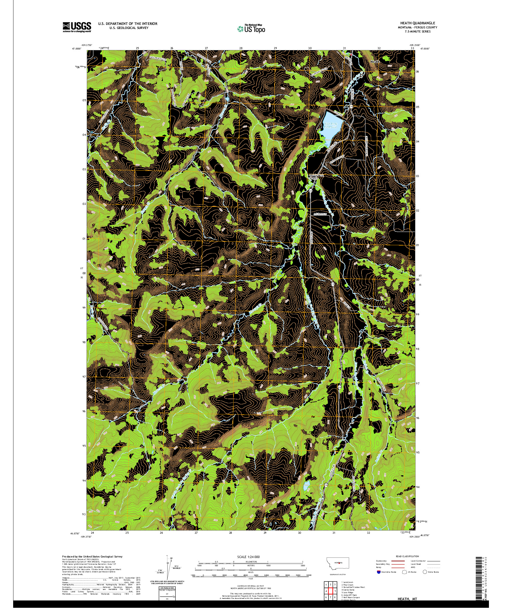 USGS US TOPO 7.5-MINUTE MAP FOR HEATH, MT 2020