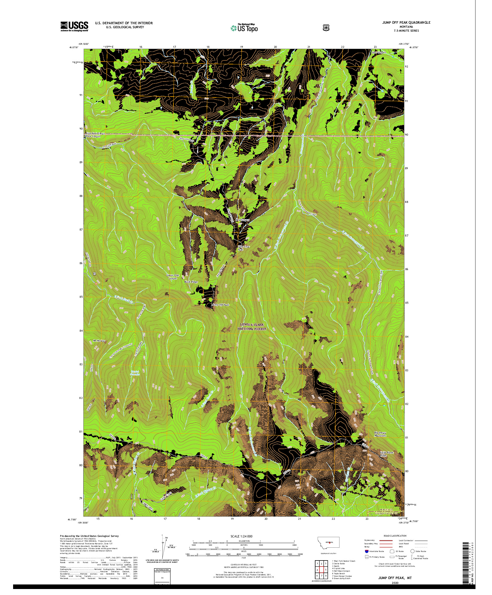 USGS US TOPO 7.5-MINUTE MAP FOR JUMP OFF PEAK, MT 2020