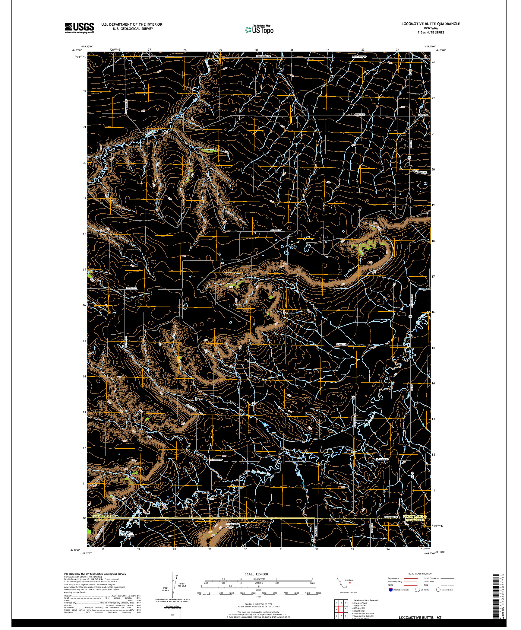 USGS US TOPO 7.5-MINUTE MAP FOR LOCOMOTIVE BUTTE, MT 2020