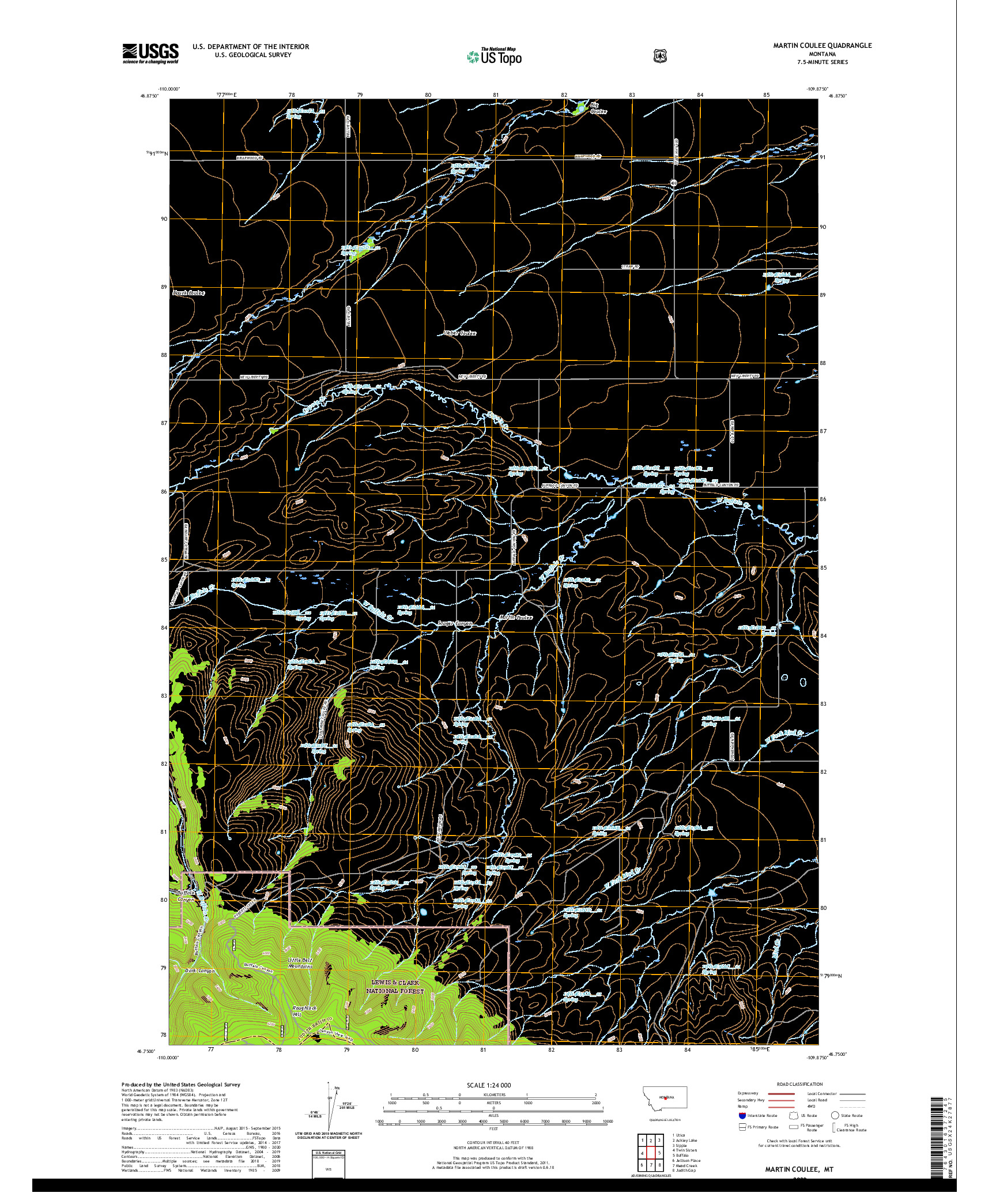 USGS US TOPO 7.5-MINUTE MAP FOR MARTIN COULEE, MT 2020