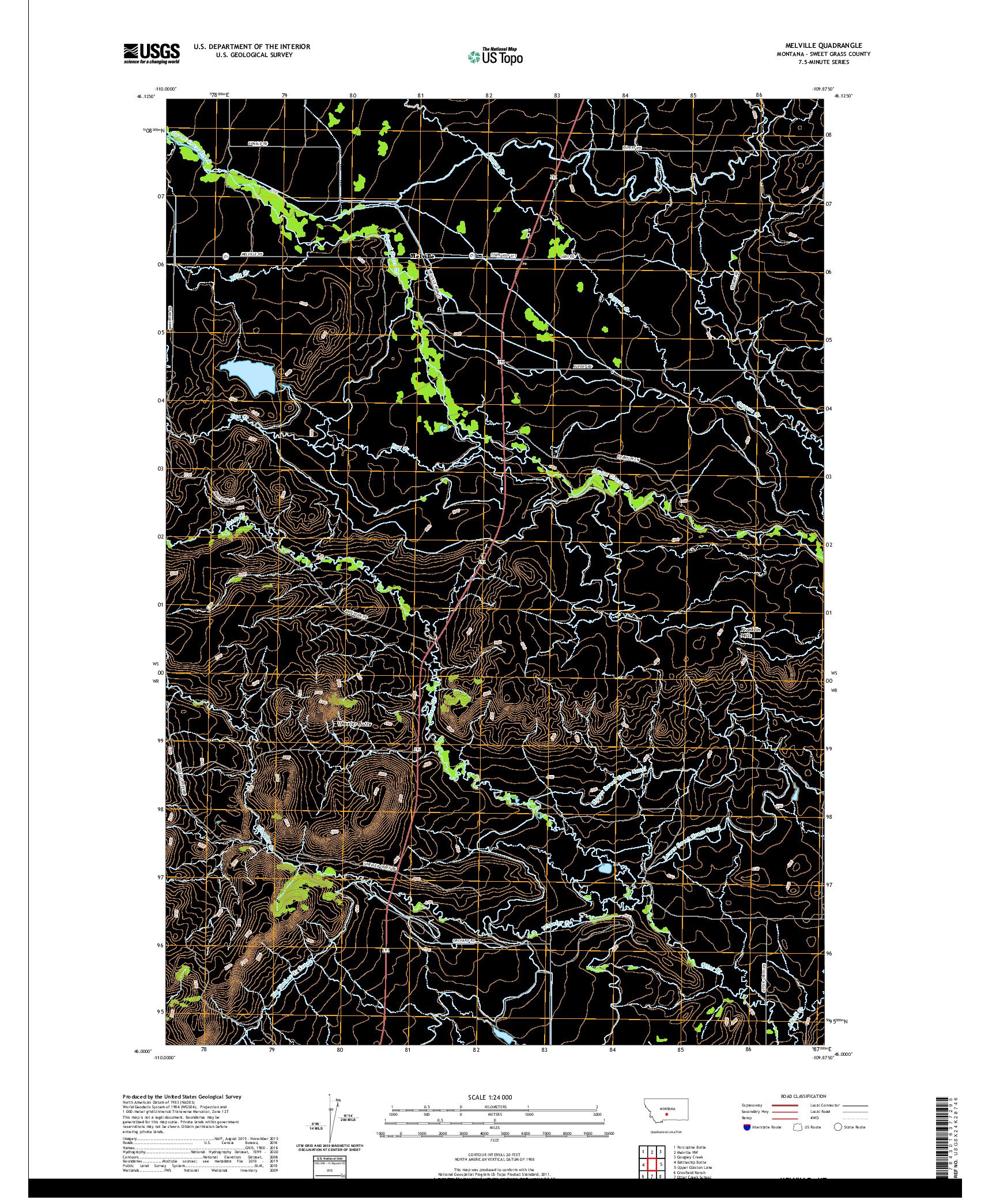 USGS US TOPO 7.5-MINUTE MAP FOR MELVILLE, MT 2020