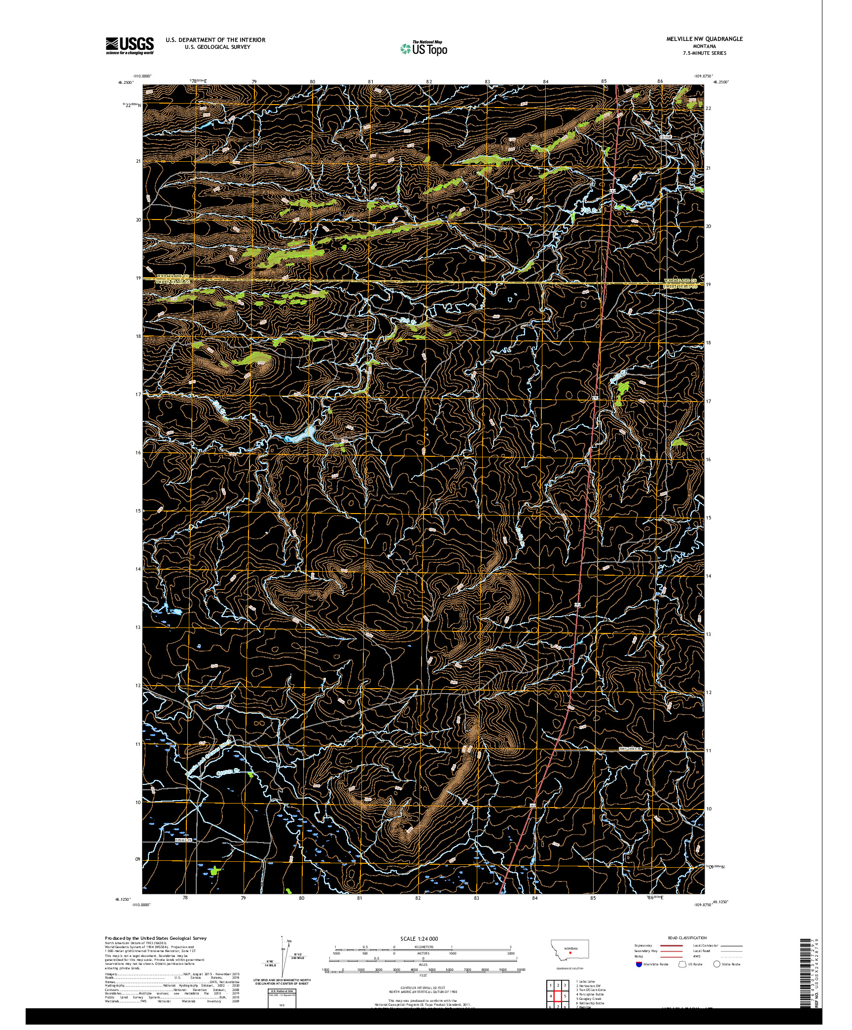 USGS US TOPO 7.5-MINUTE MAP FOR MELVILLE NW, MT 2020