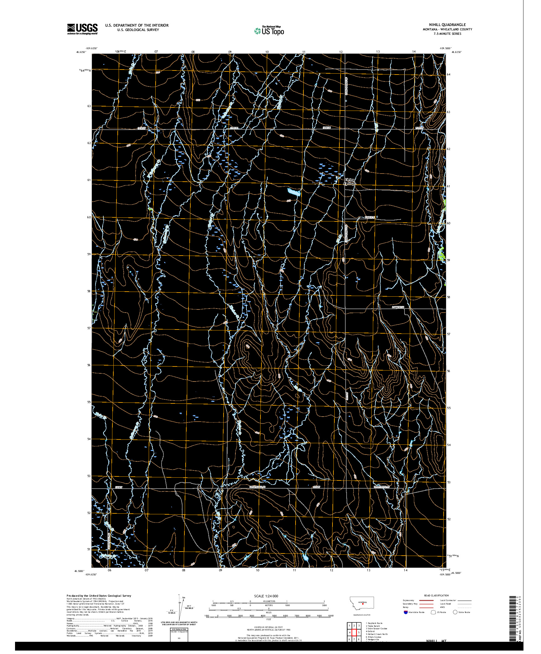 USGS US TOPO 7.5-MINUTE MAP FOR NIHILL, MT 2020