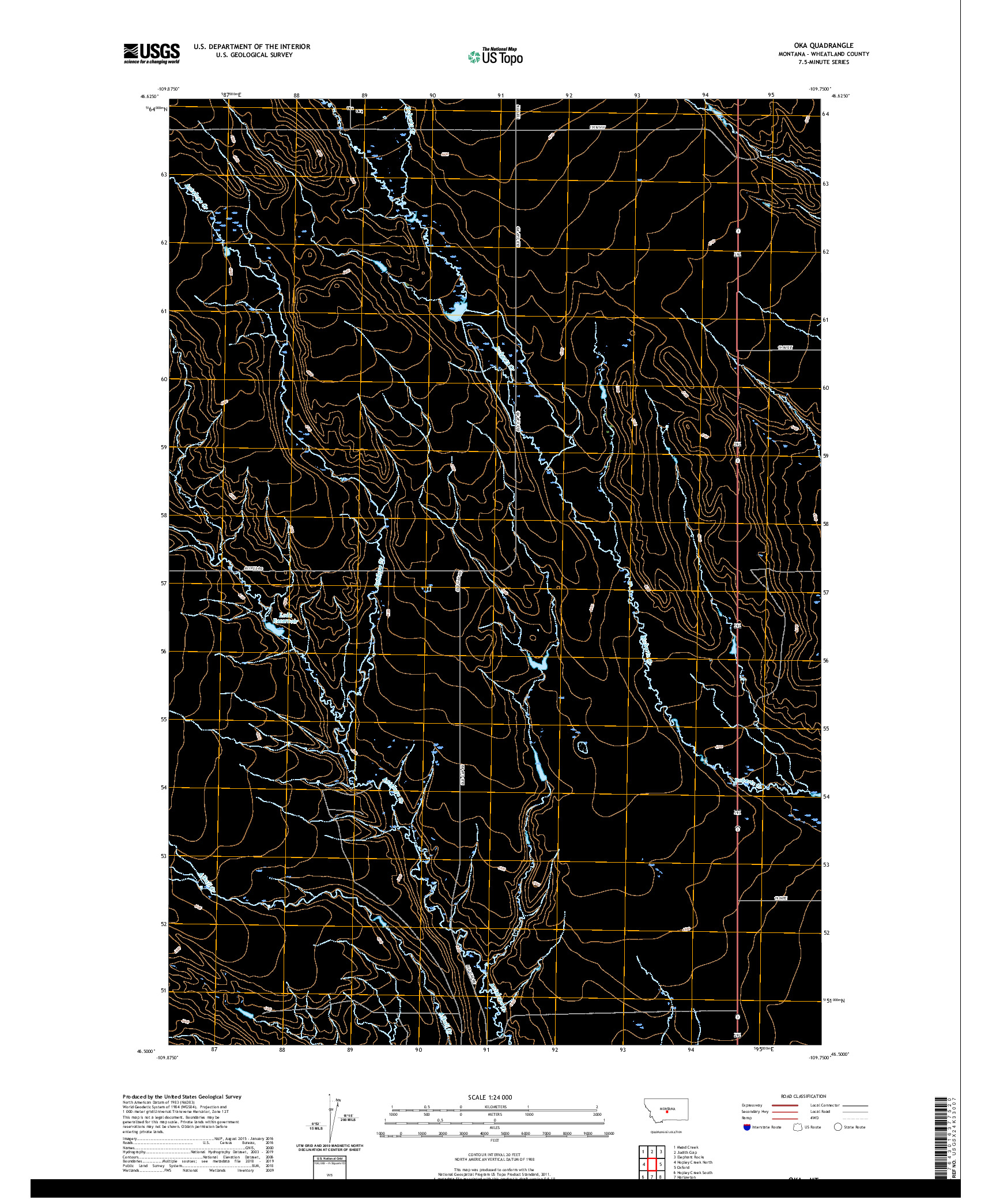 USGS US TOPO 7.5-MINUTE MAP FOR OKA, MT 2020