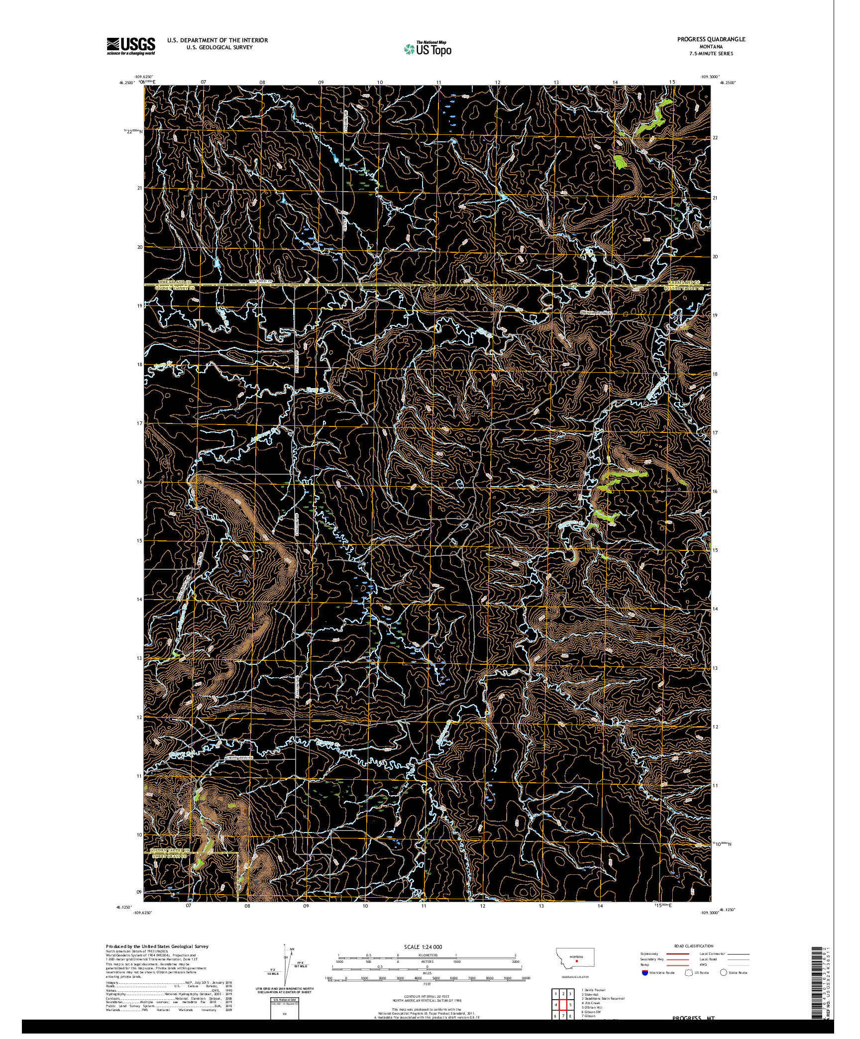 USGS US TOPO 7.5-MINUTE MAP FOR PROGRESS, MT 2020