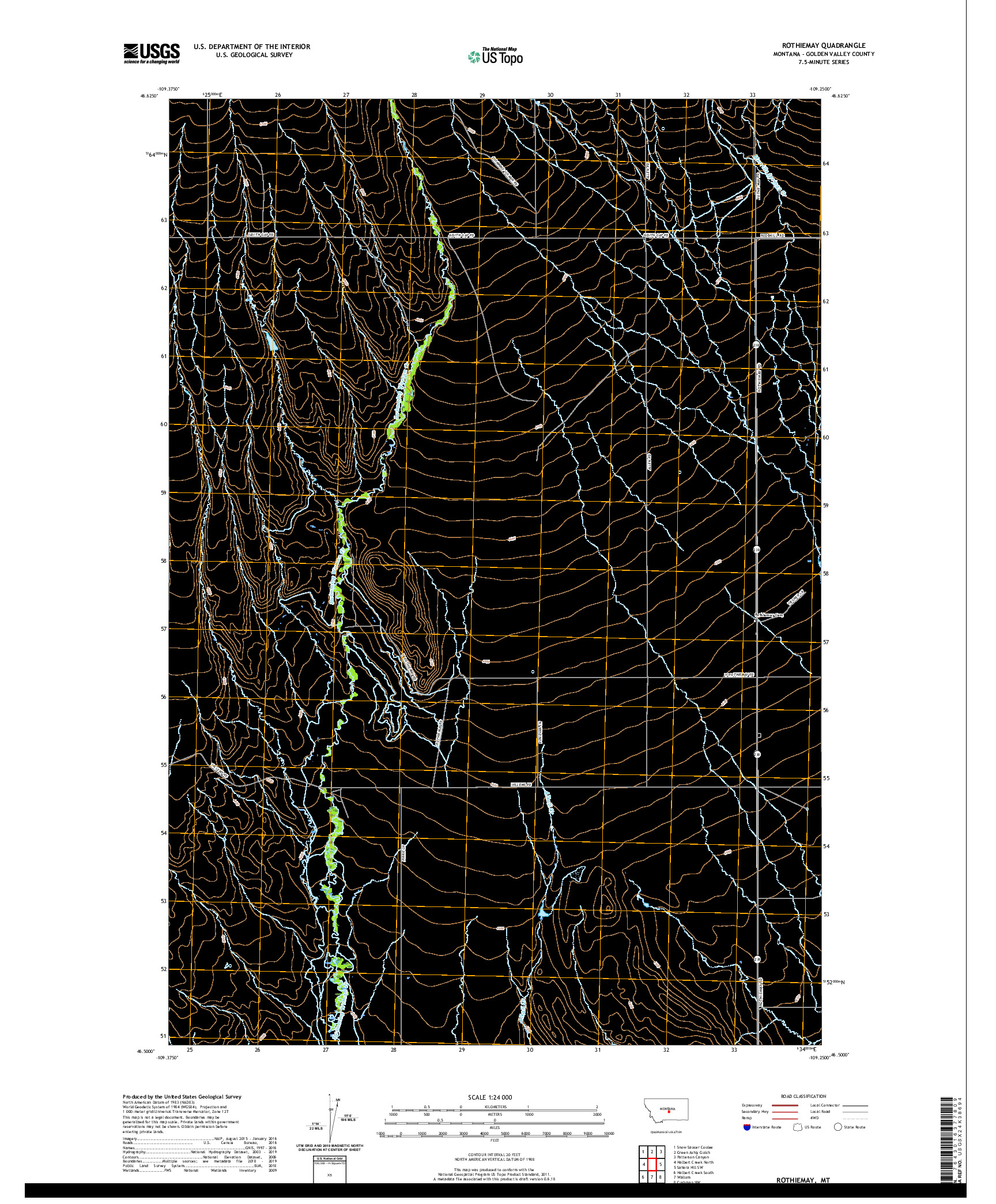 USGS US TOPO 7.5-MINUTE MAP FOR ROTHIEMAY, MT 2020