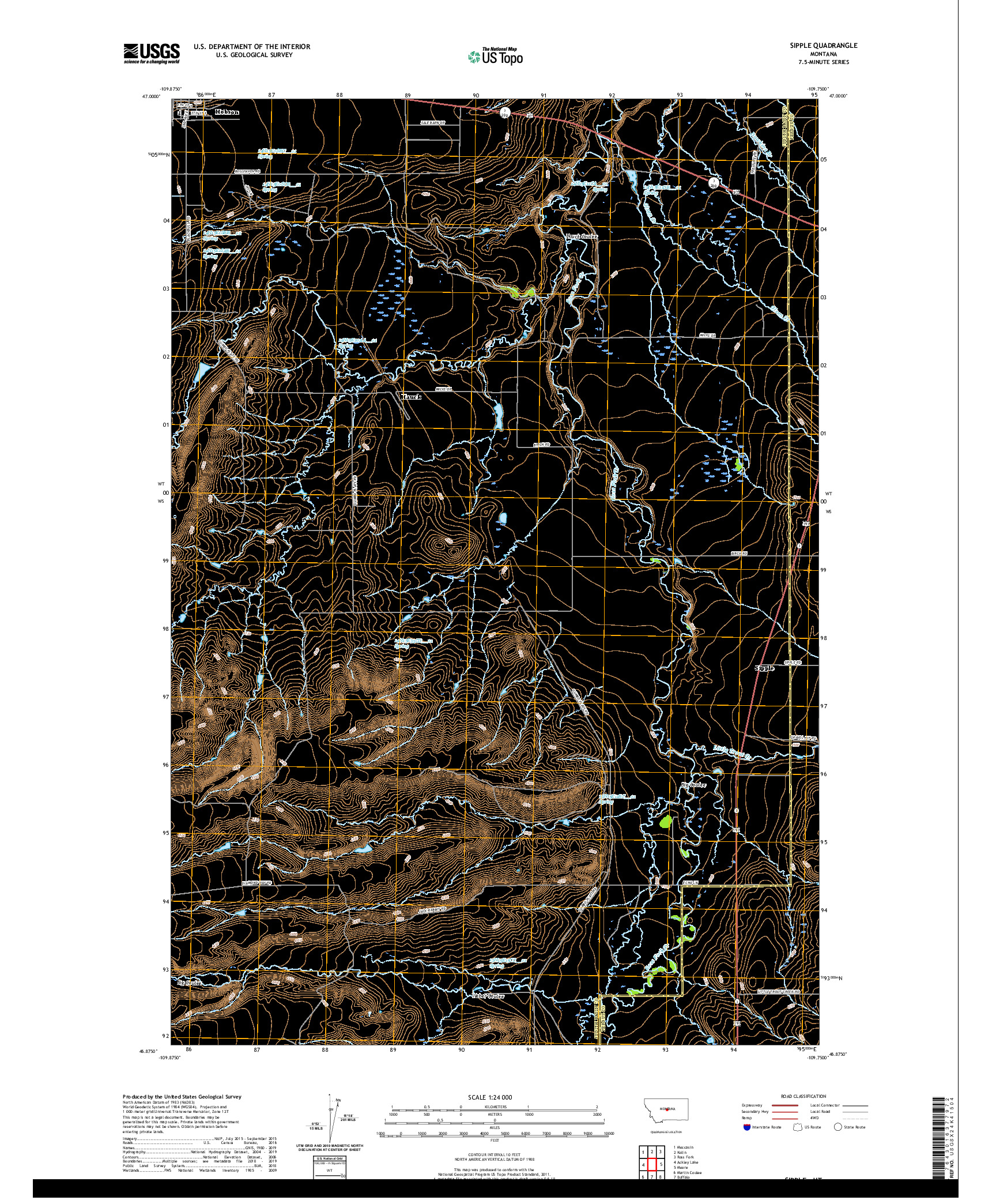 USGS US TOPO 7.5-MINUTE MAP FOR SIPPLE, MT 2020