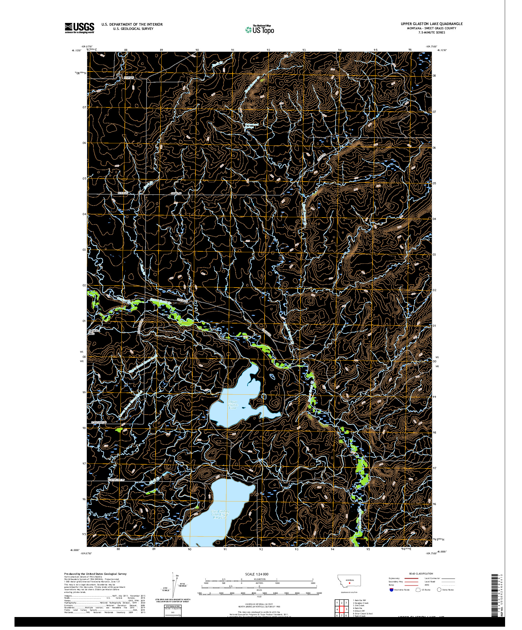 USGS US TOPO 7.5-MINUTE MAP FOR UPPER GLASTON LAKE, MT 2020